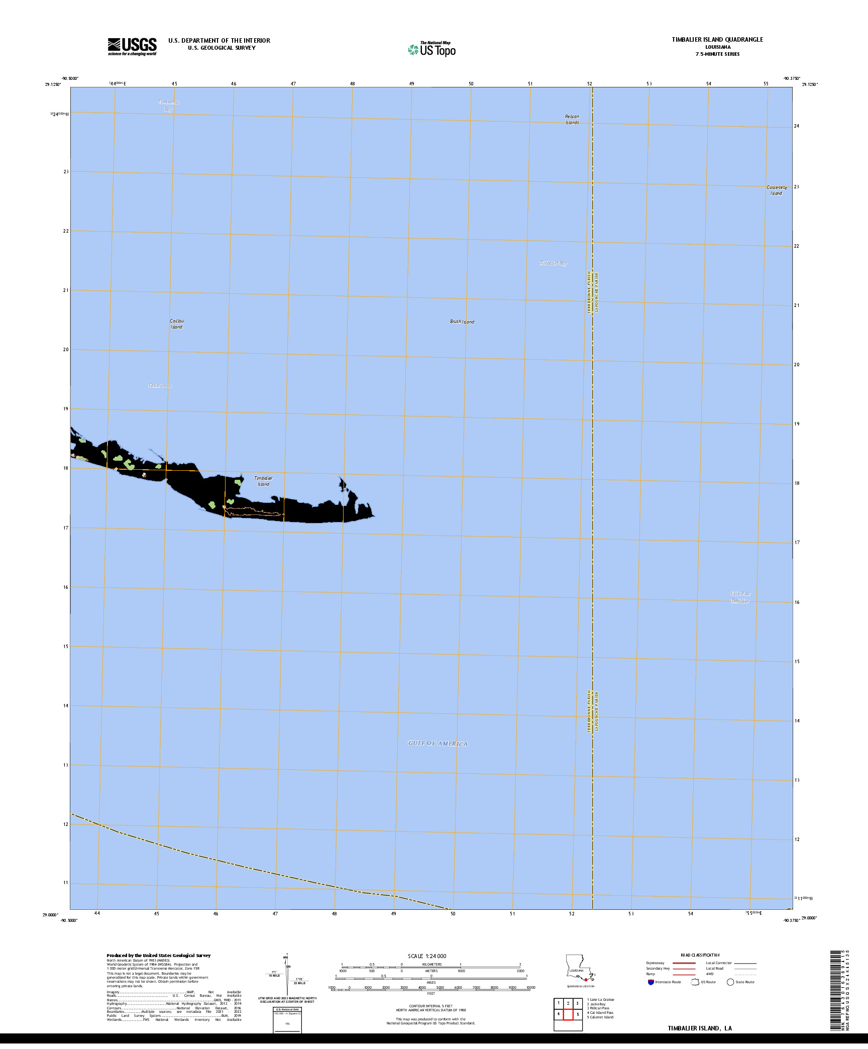 US TOPO 7.5-MINUTE MAP FOR TIMBALIER ISLAND, LA
