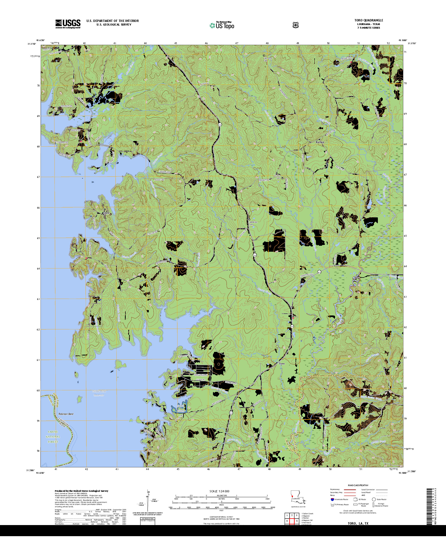US TOPO 7.5-MINUTE MAP FOR TORO, LA,TX
