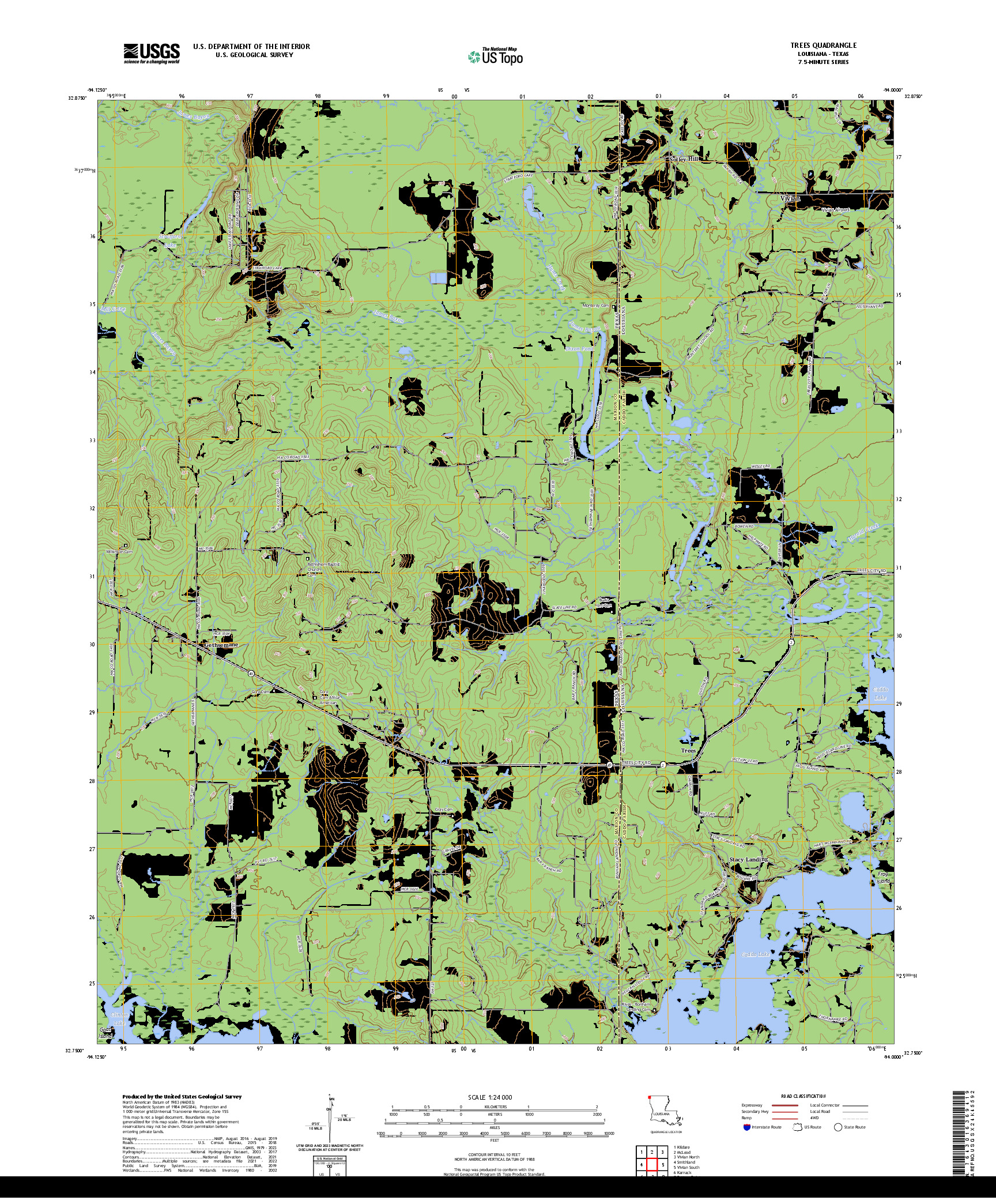 US TOPO 7.5-MINUTE MAP FOR TREES, LA,TX