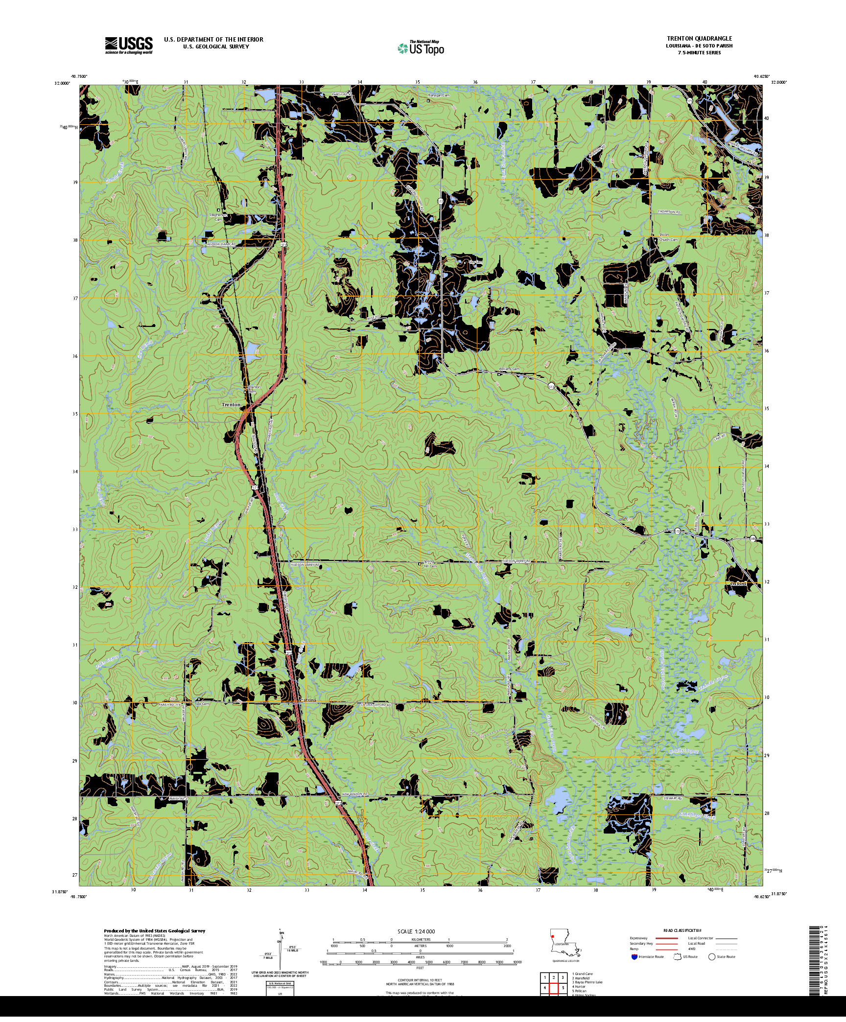 US TOPO 7.5-MINUTE MAP FOR TRENTON, LA