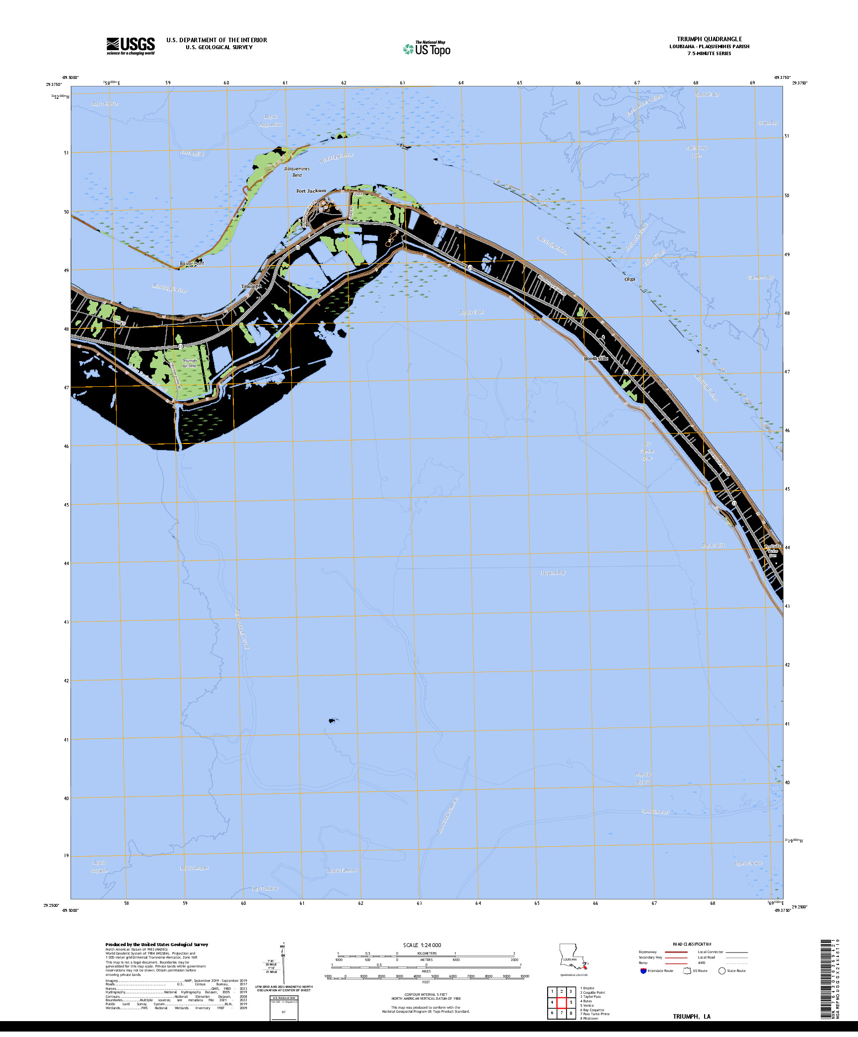 US TOPO 7.5-MINUTE MAP FOR TRIUMPH, LA