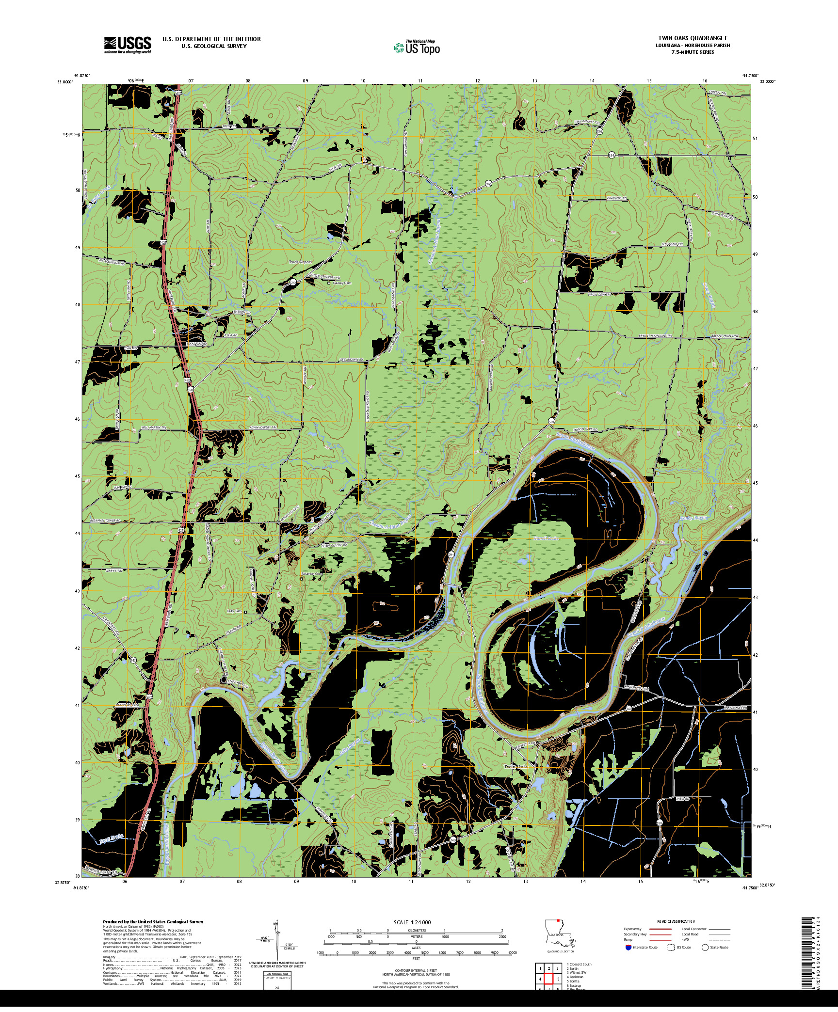 US TOPO 7.5-MINUTE MAP FOR TWIN OAKS, LA