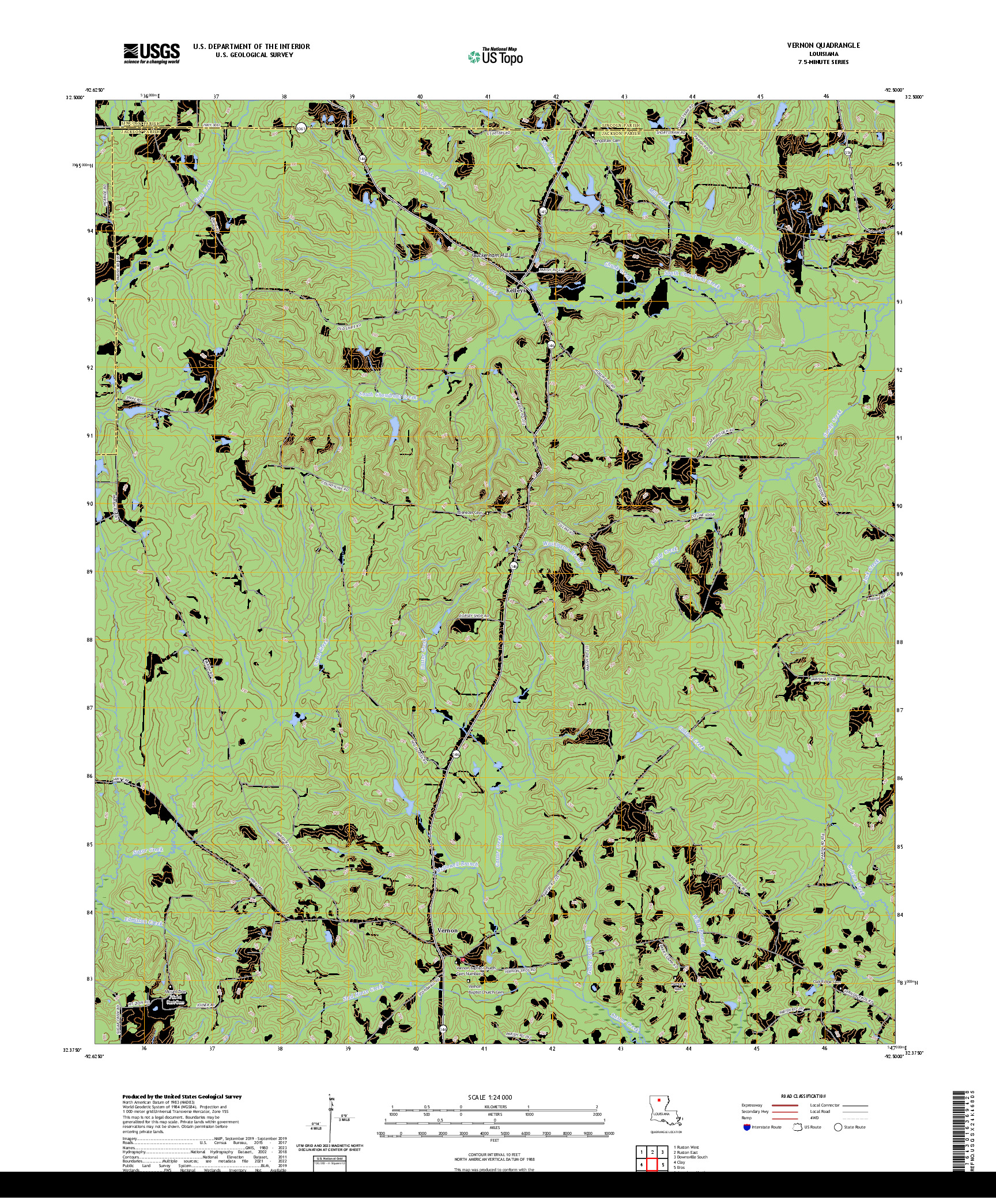 US TOPO 7.5-MINUTE MAP FOR VERNON, LA
