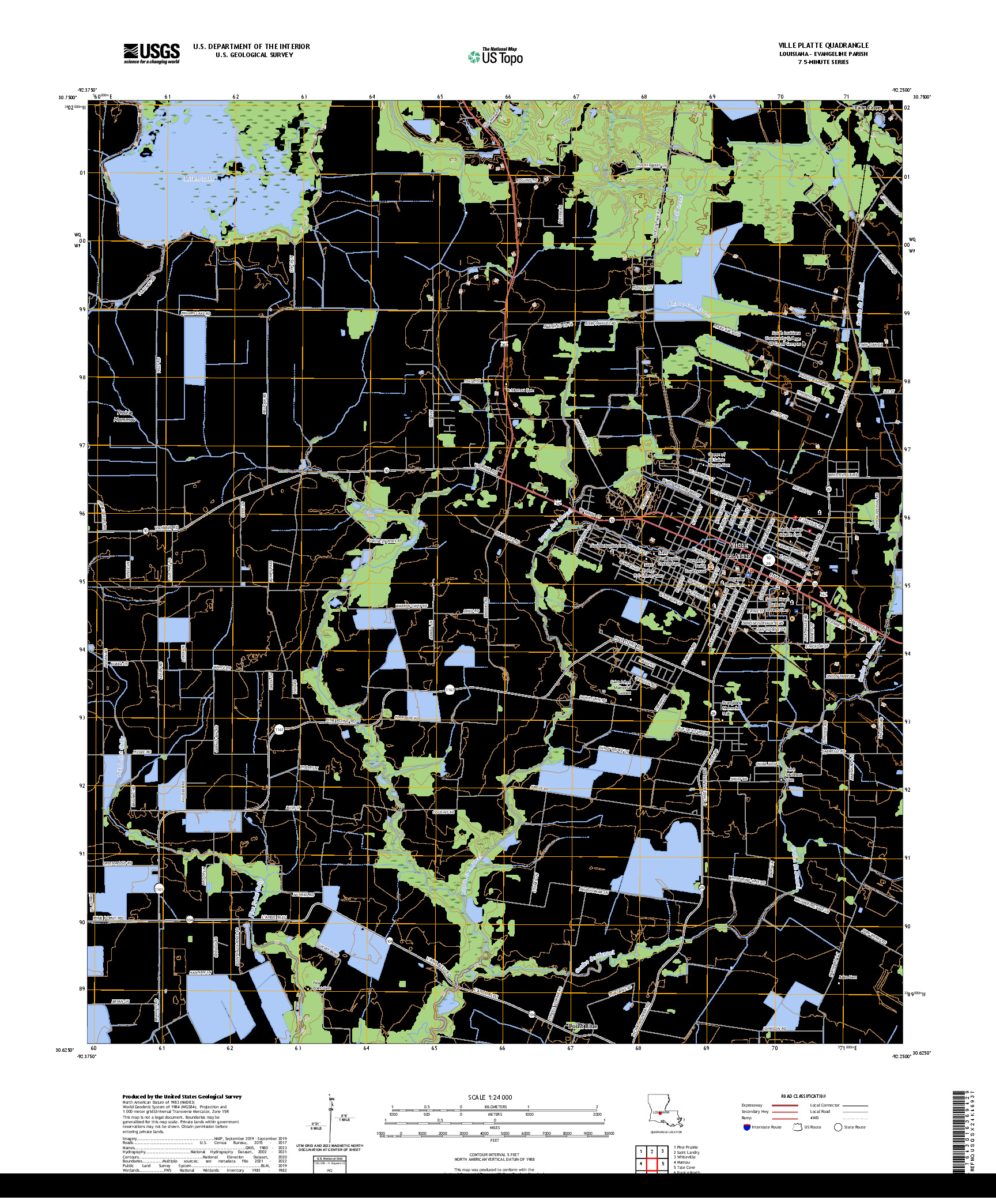 US TOPO 7.5-MINUTE MAP FOR VILLE PLATTE, LA