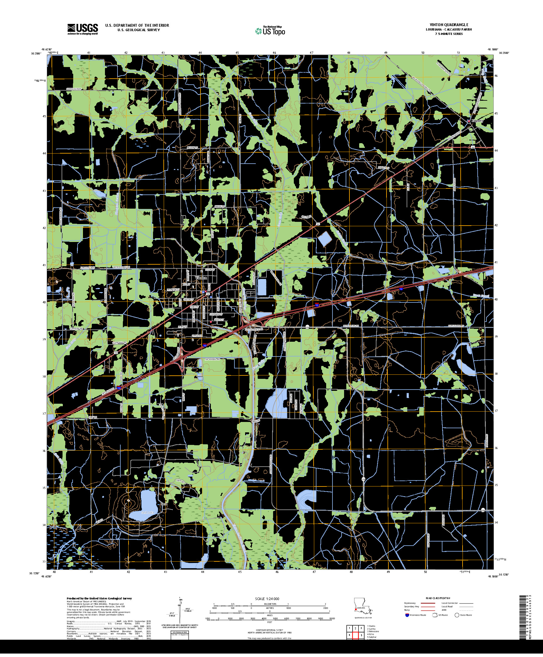 US TOPO 7.5-MINUTE MAP FOR VINTON, LA