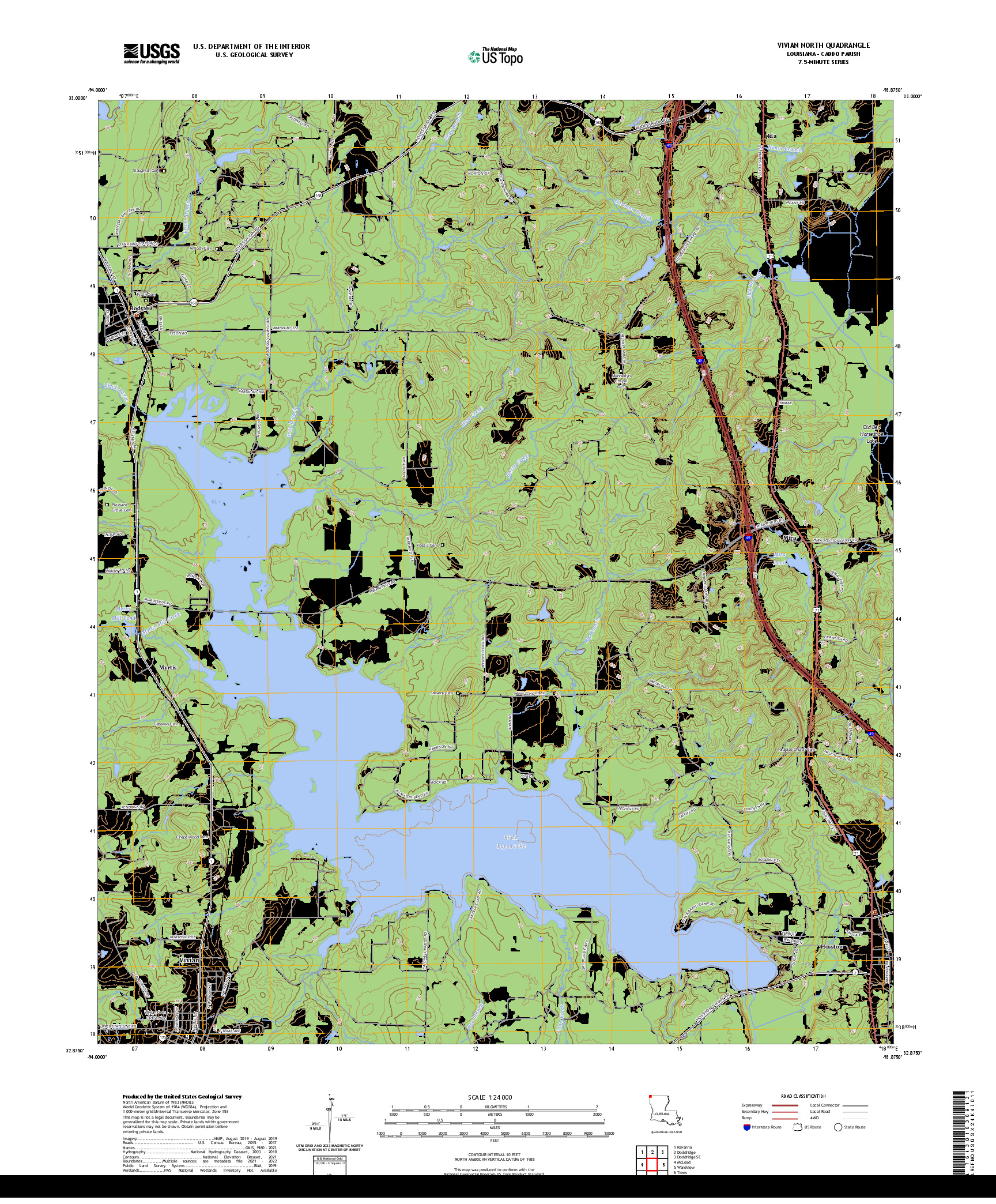 US TOPO 7.5-MINUTE MAP FOR VIVIAN NORTH, LA