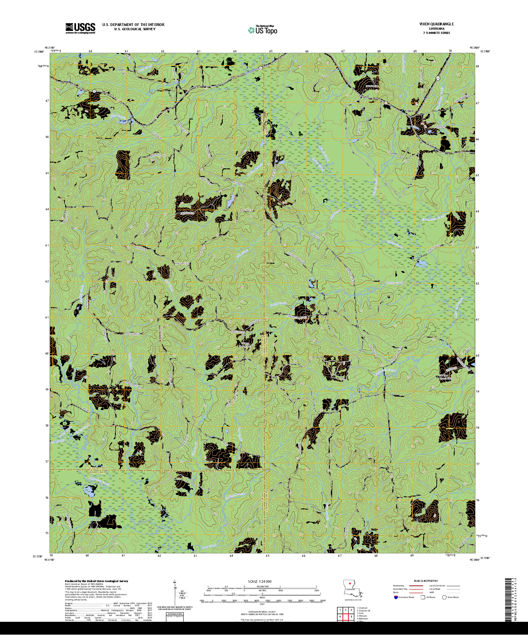 US TOPO 7.5-MINUTE MAP FOR VIXEN, LA