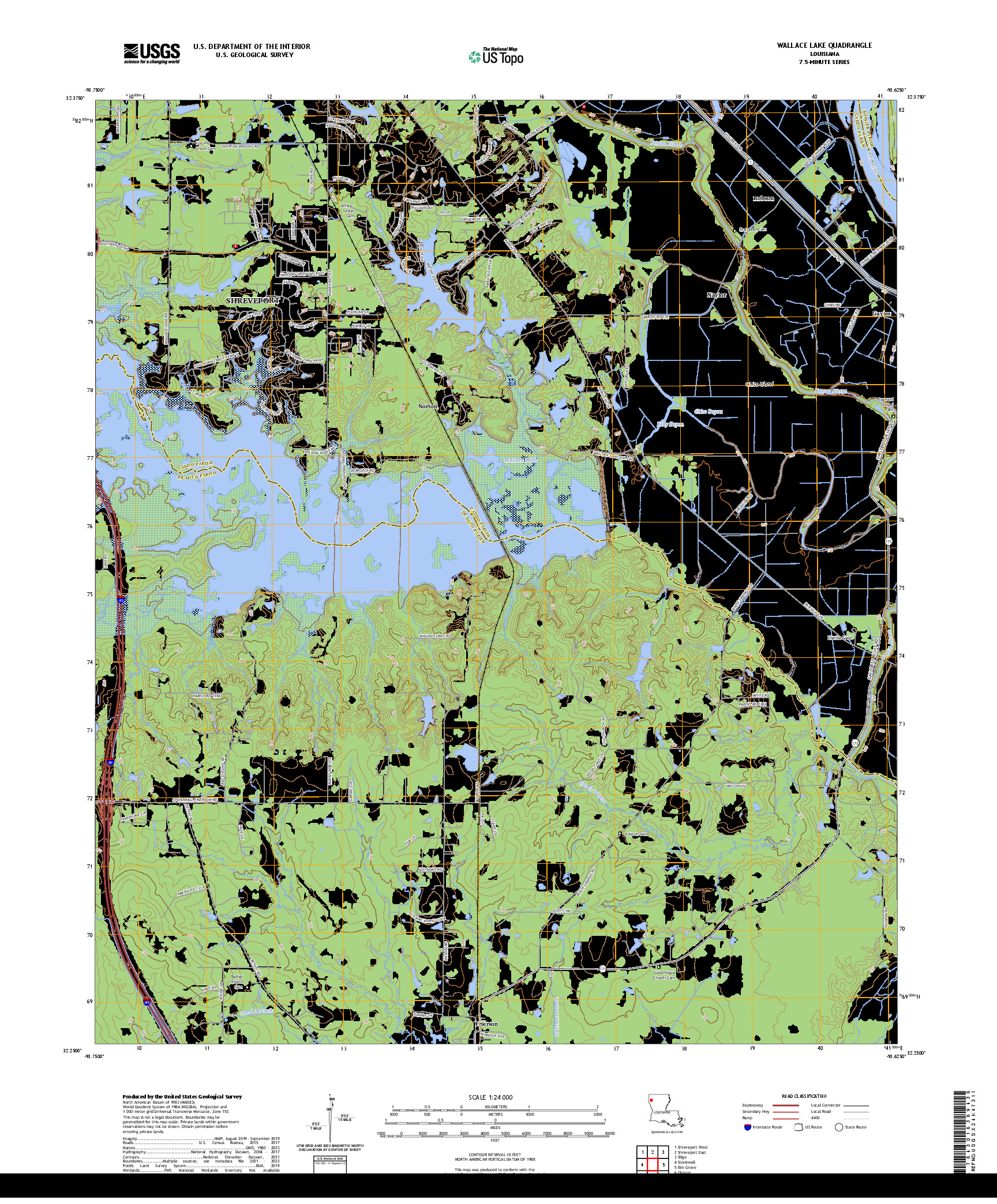 US TOPO 7.5-MINUTE MAP FOR WALLACE LAKE, LA