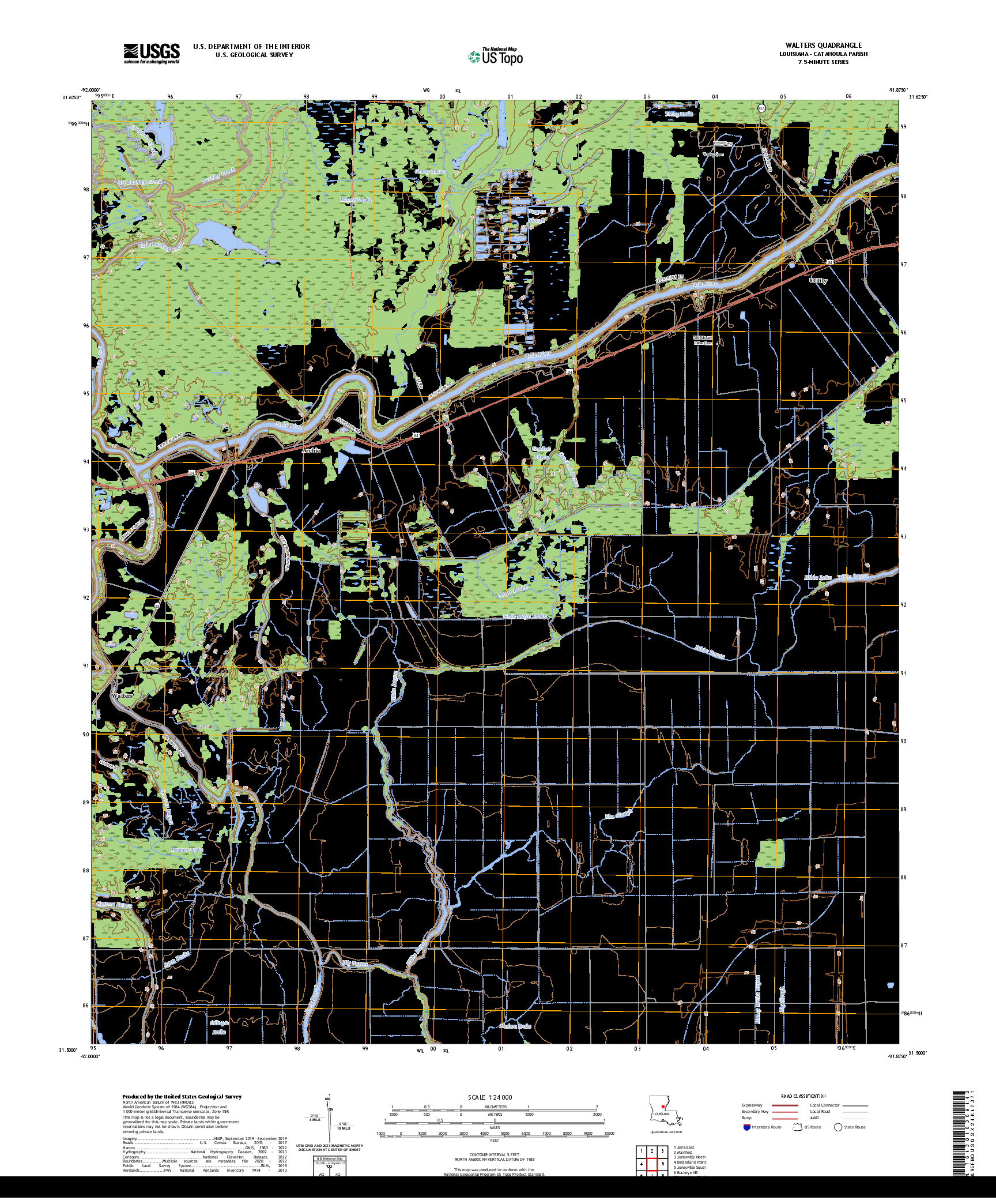 US TOPO 7.5-MINUTE MAP FOR WALTERS, LA