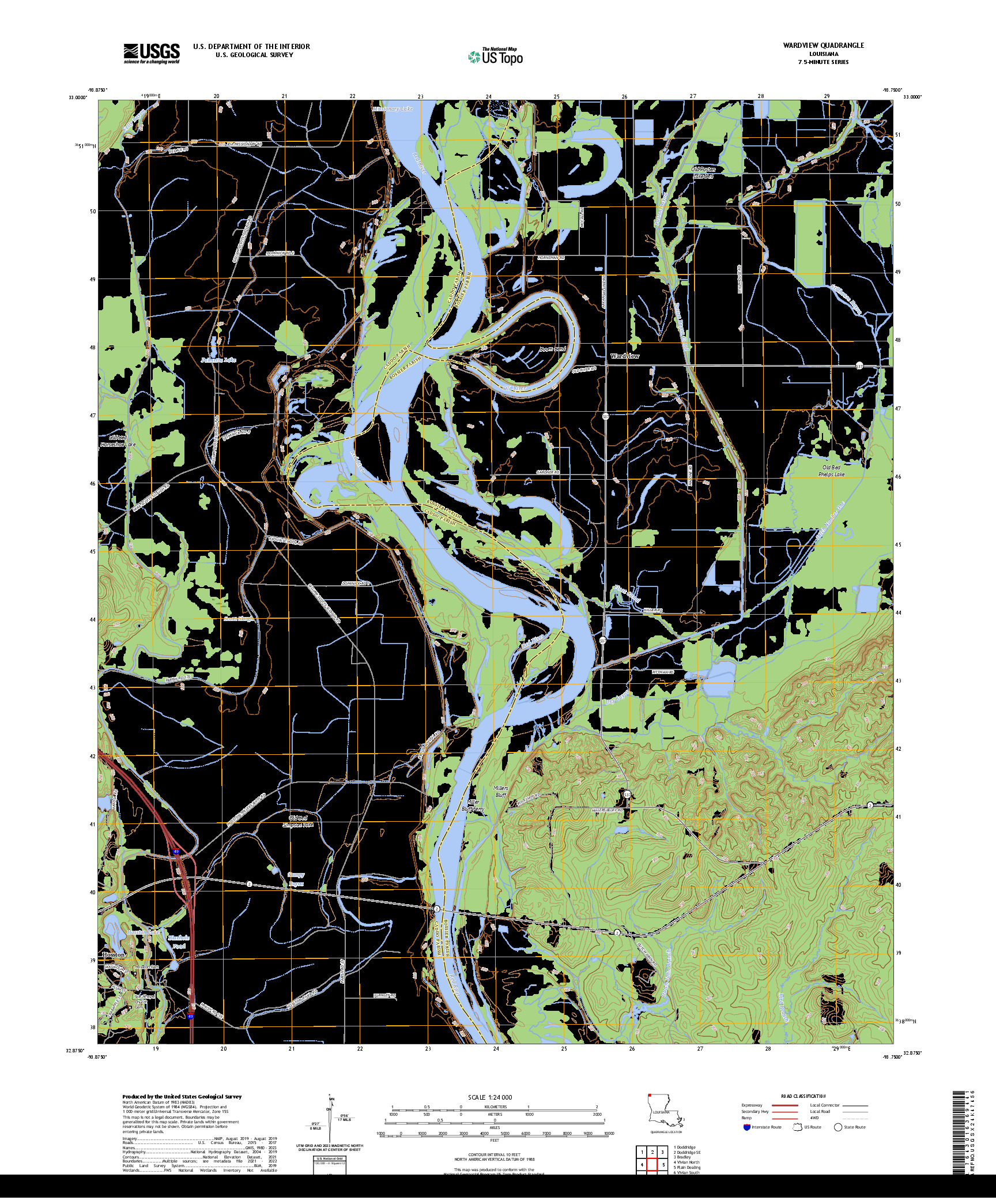 US TOPO 7.5-MINUTE MAP FOR WARDVIEW, LA