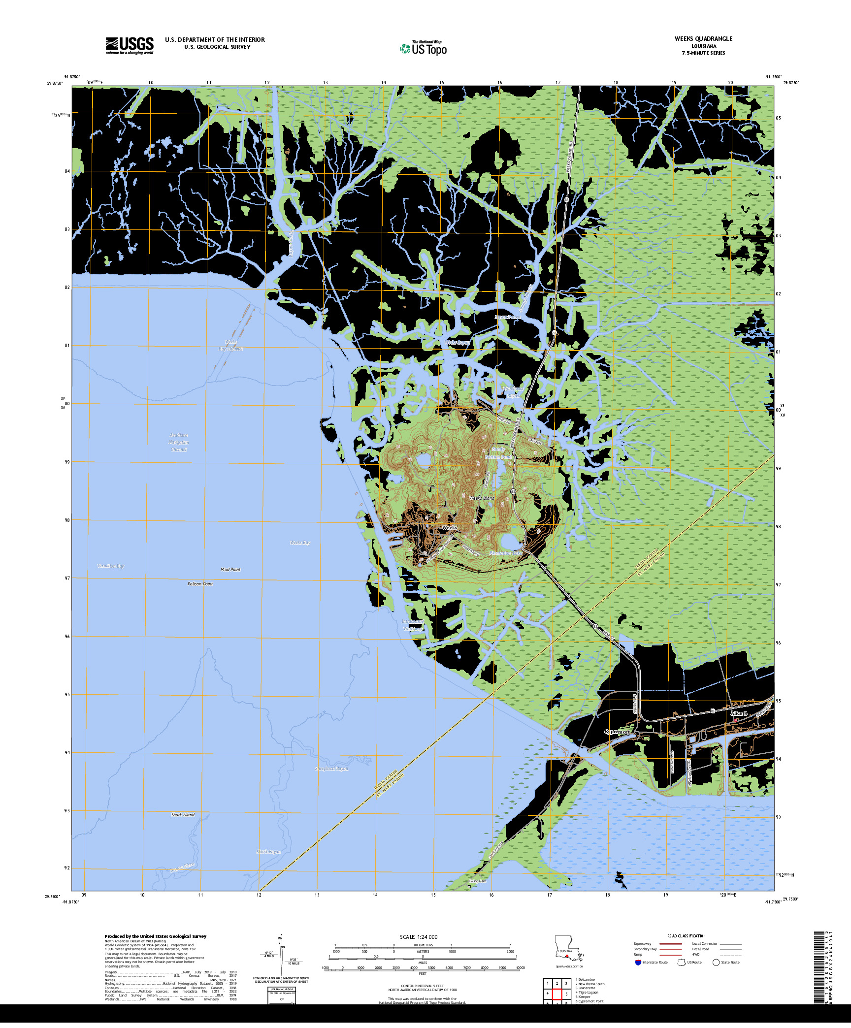 US TOPO 7.5-MINUTE MAP FOR WEEKS, LA