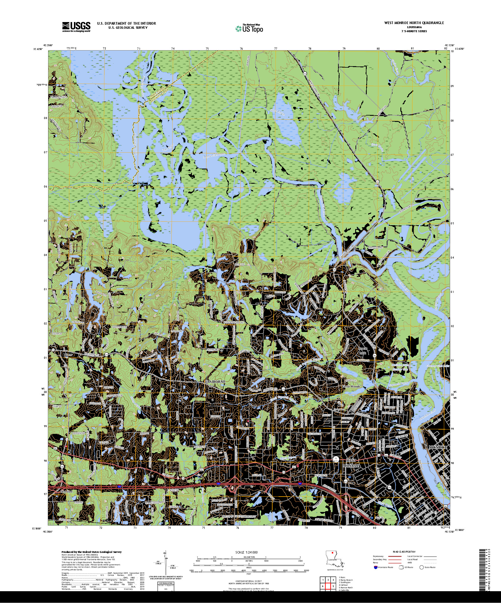 US TOPO 7.5-MINUTE MAP FOR WEST MONROE NORTH, LA