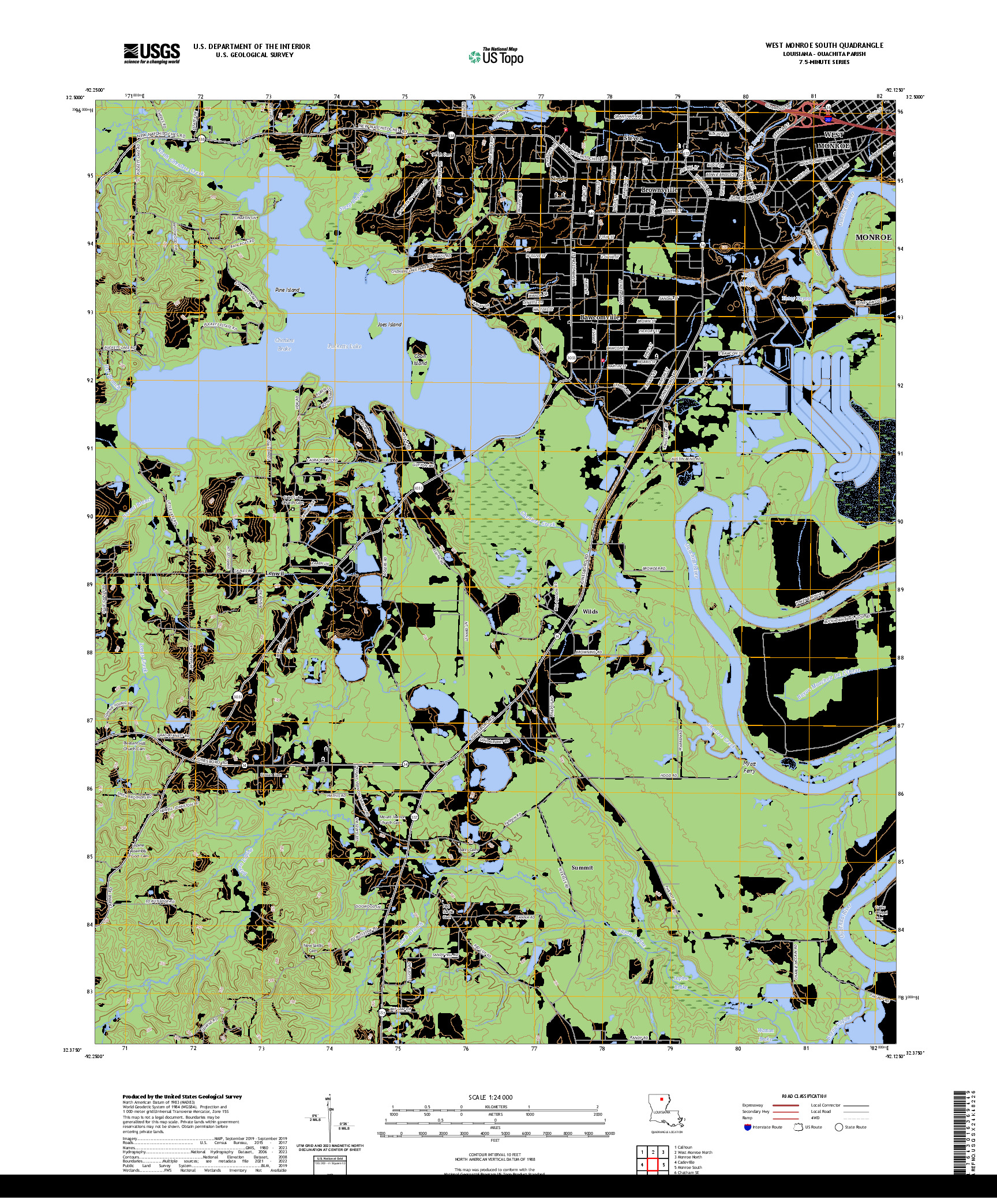 US TOPO 7.5-MINUTE MAP FOR WEST MONROE SOUTH, LA