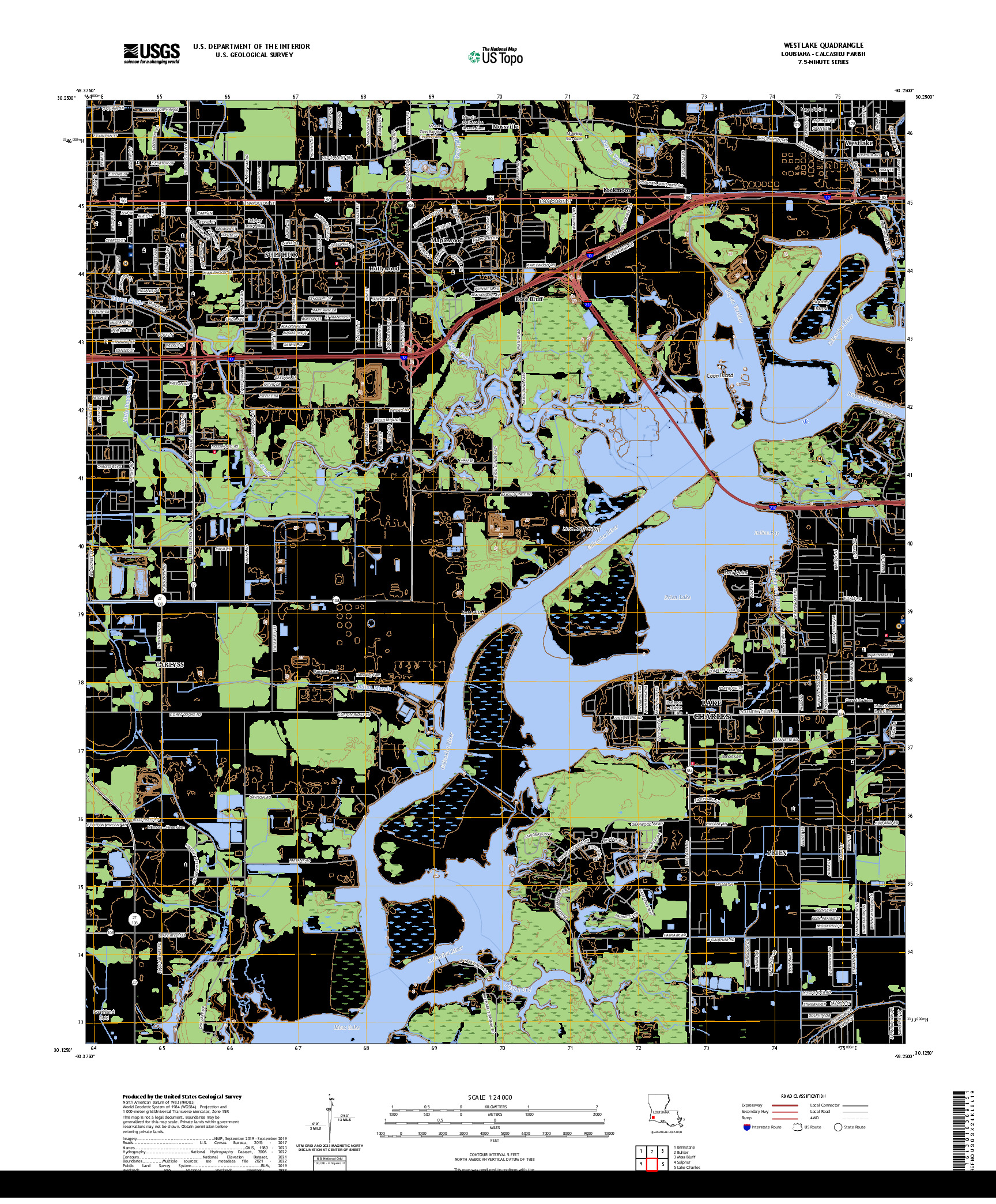 US TOPO 7.5-MINUTE MAP FOR WESTLAKE, LA