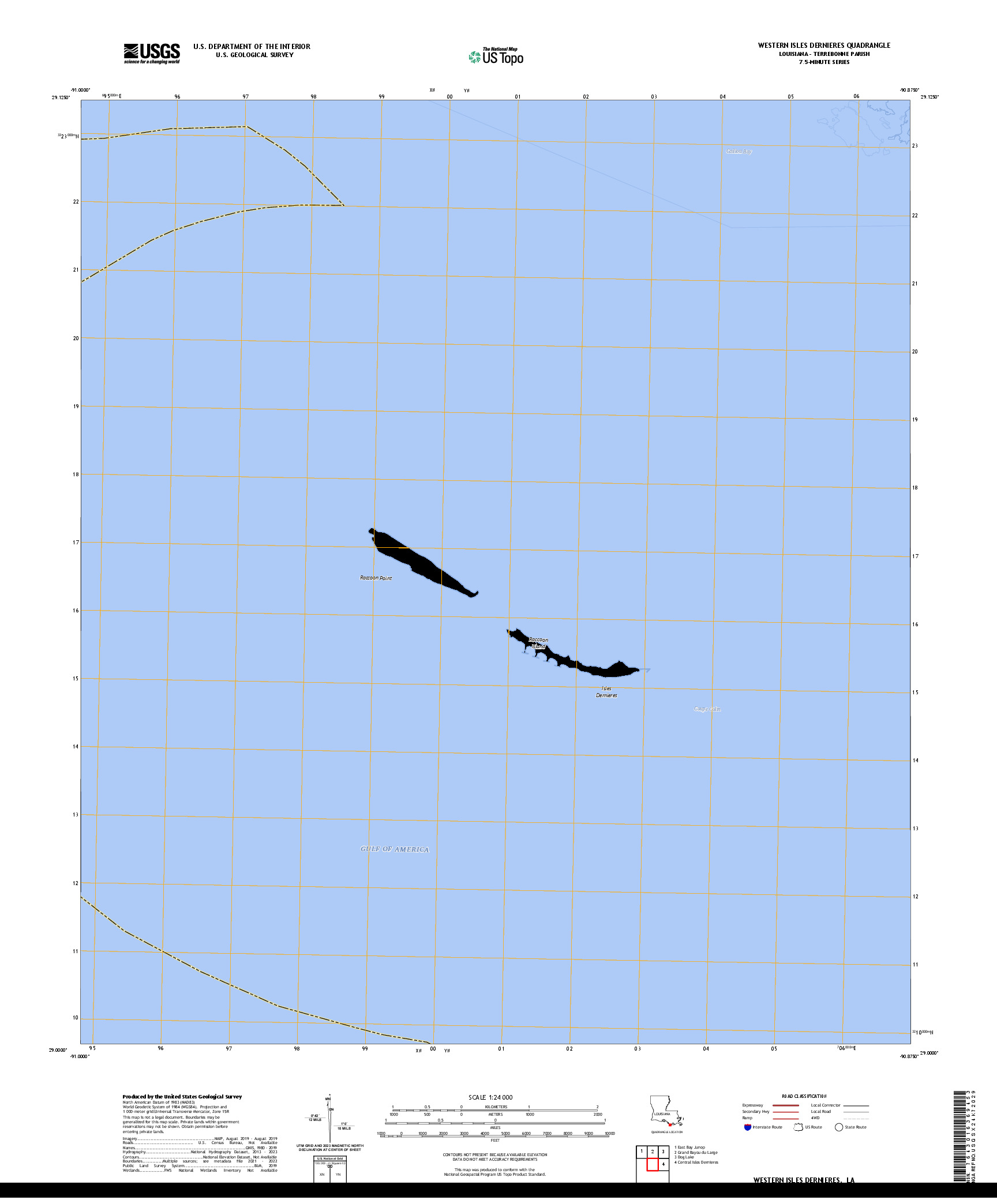 US TOPO 7.5-MINUTE MAP FOR WESTERN ISLES DERNIERES, LA