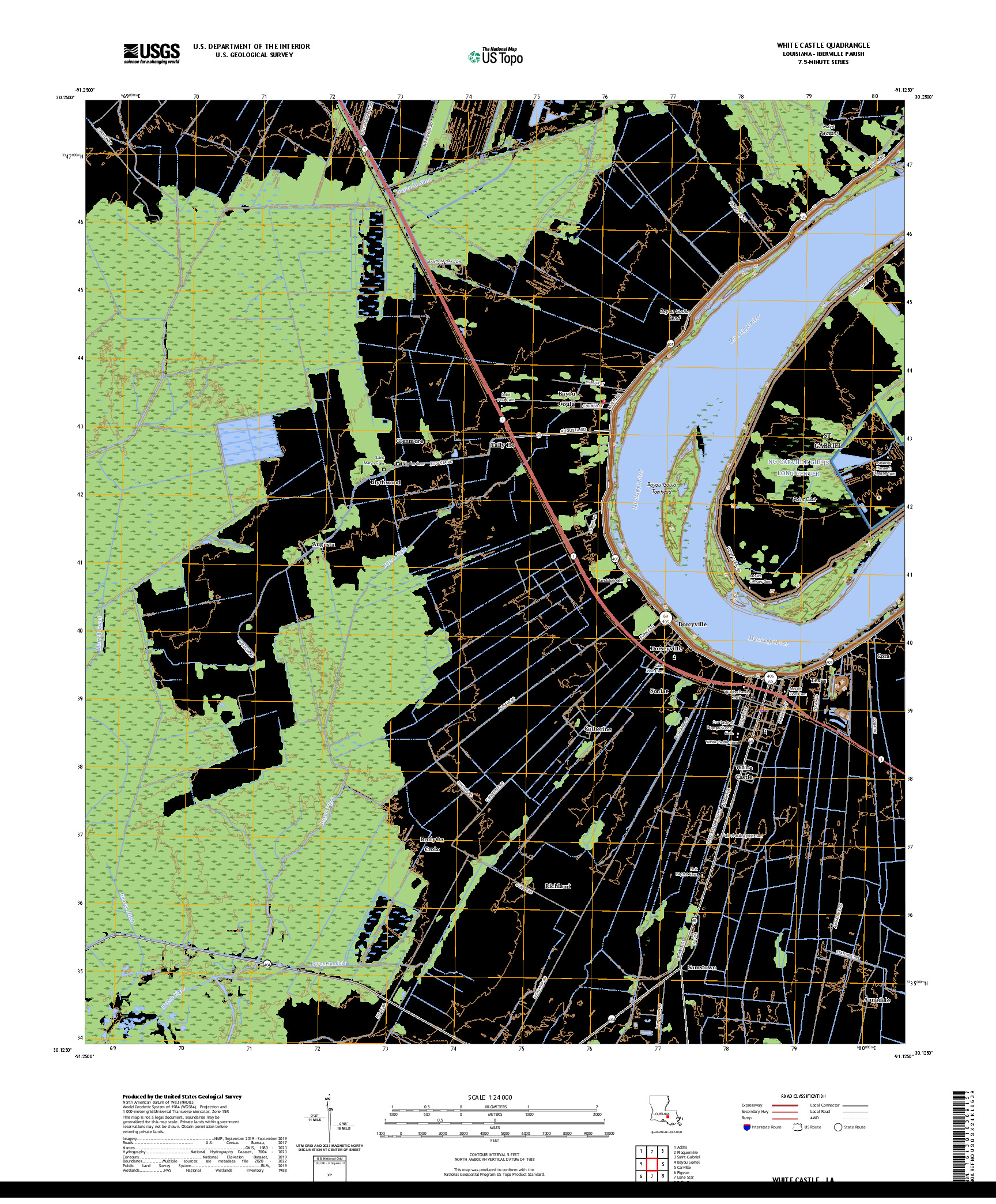US TOPO 7.5-MINUTE MAP FOR WHITE CASTLE, LA
