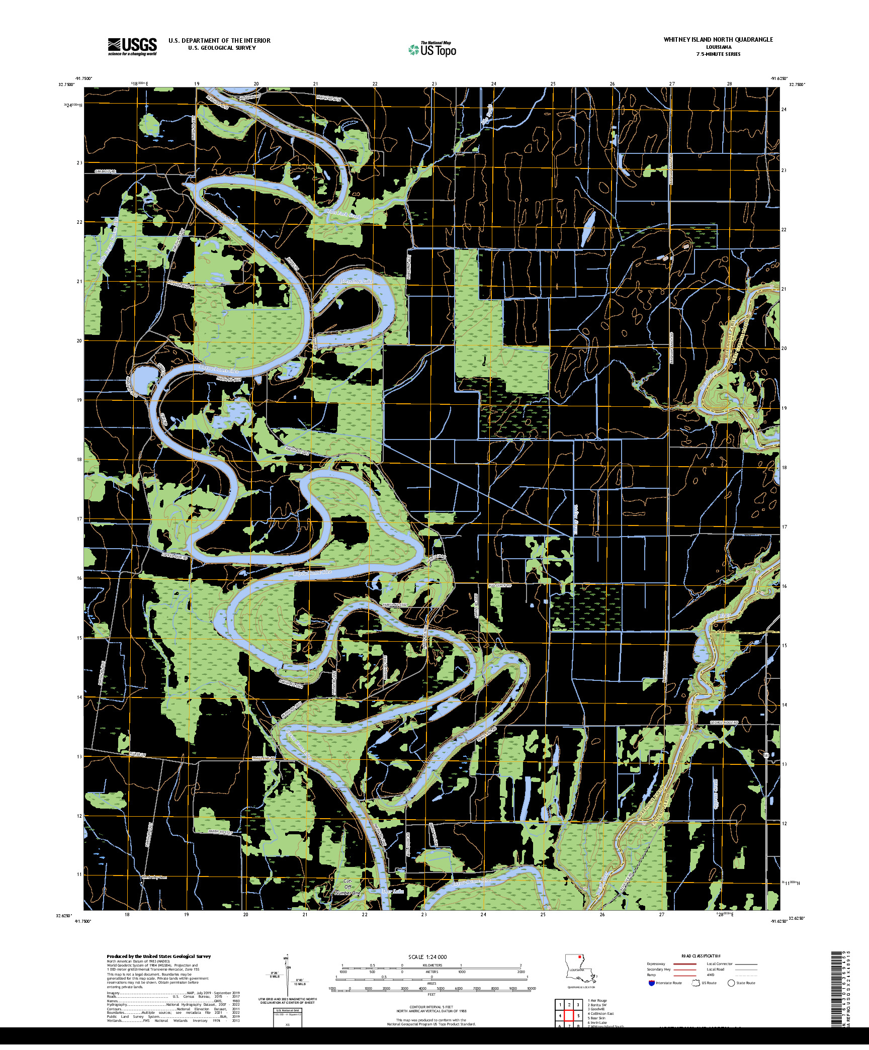 US TOPO 7.5-MINUTE MAP FOR WHITNEY ISLAND NORTH, LA