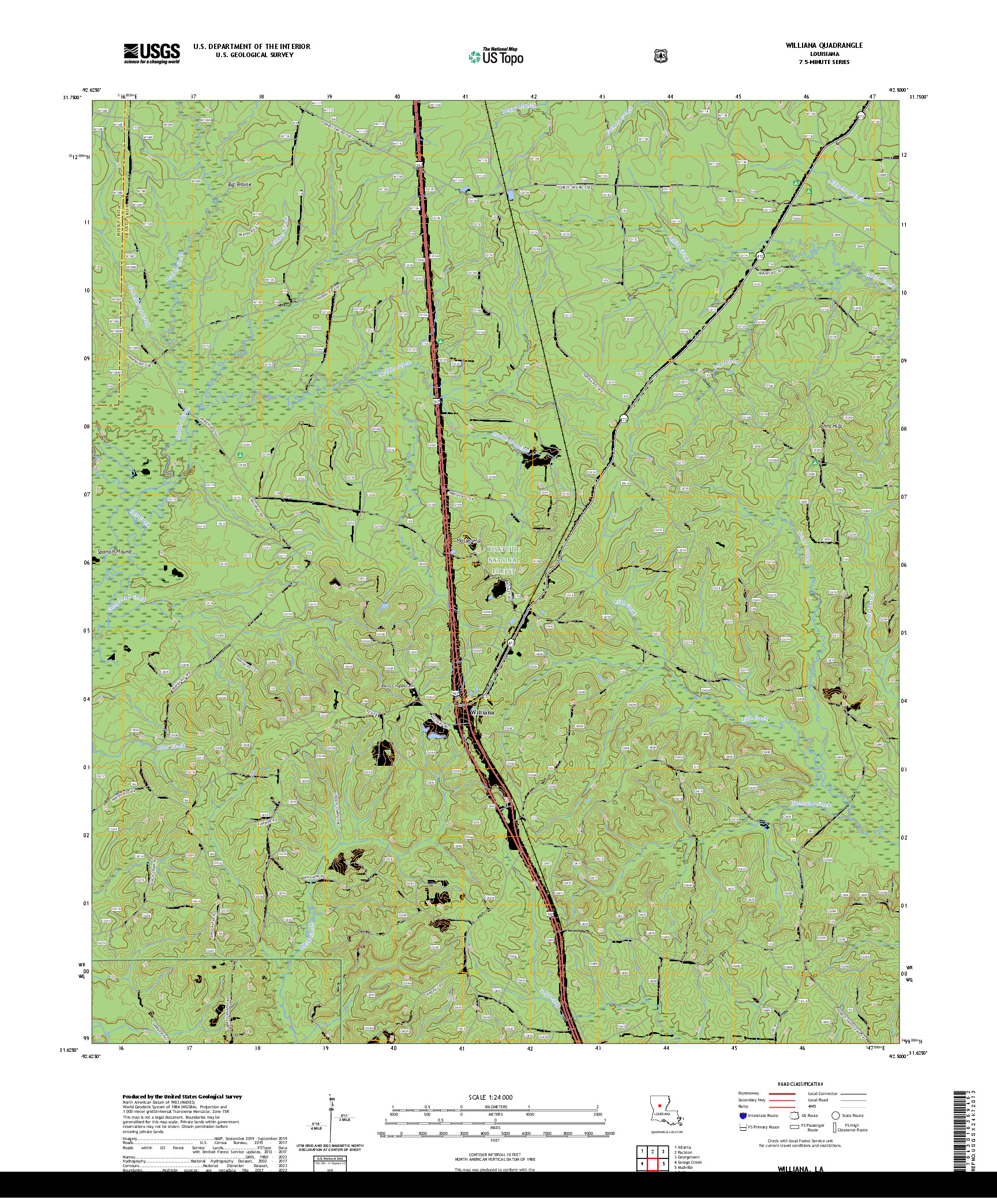 US TOPO 7.5-MINUTE MAP FOR WILLIANA, LA