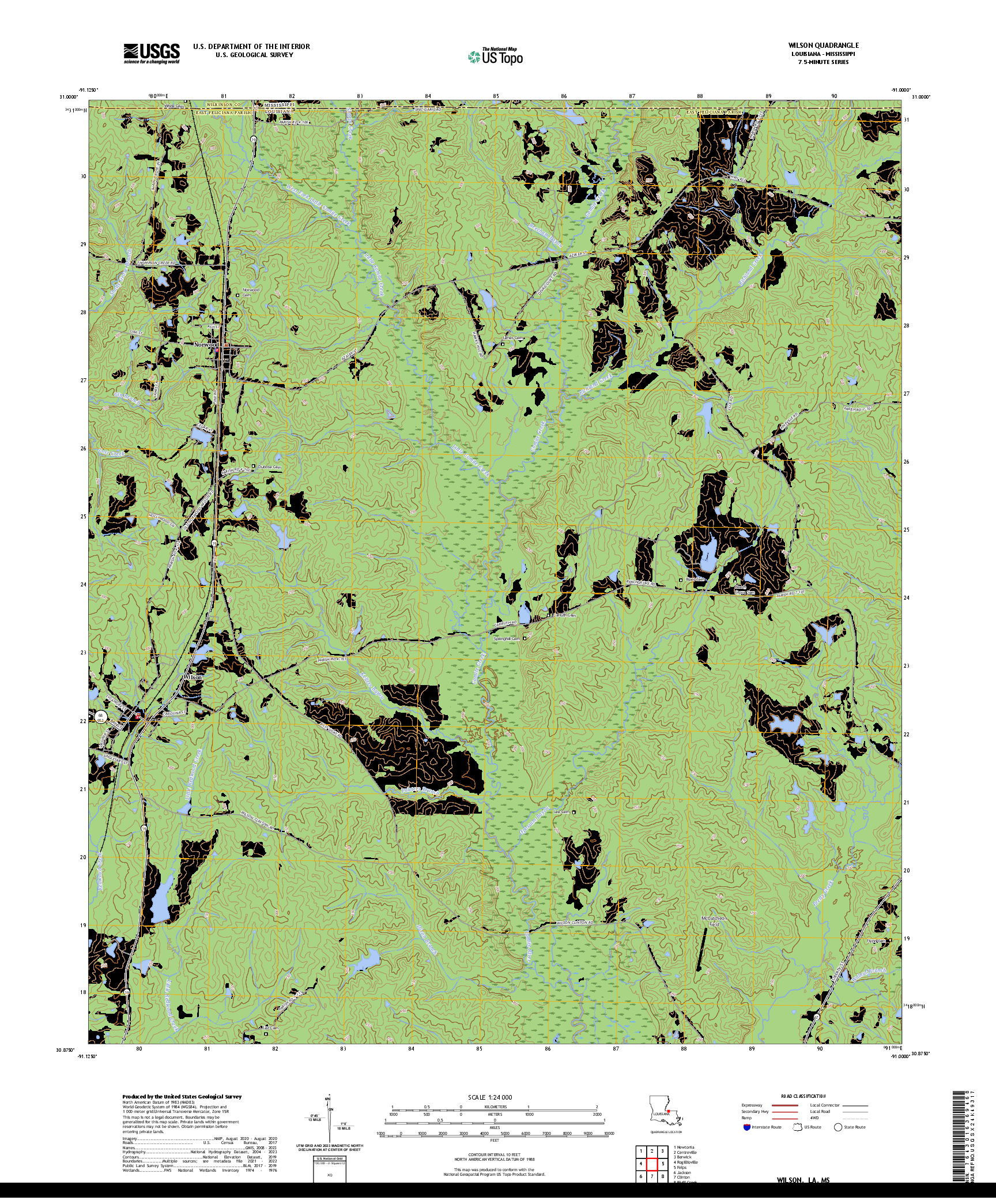 US TOPO 7.5-MINUTE MAP FOR WILSON, LA,MS