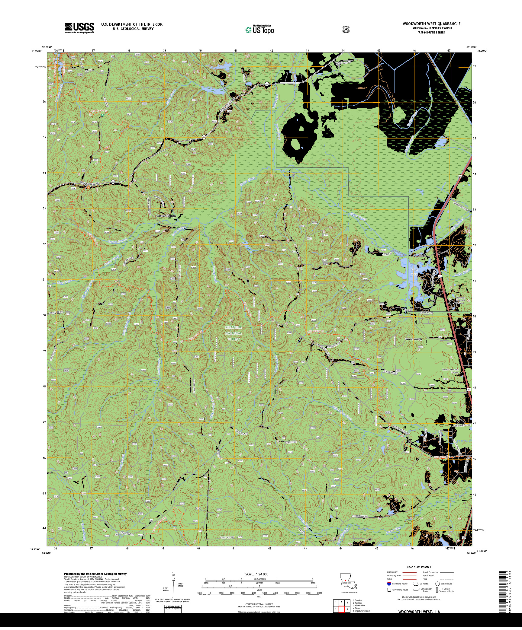 US TOPO 7.5-MINUTE MAP FOR WOODWORTH WEST, LA