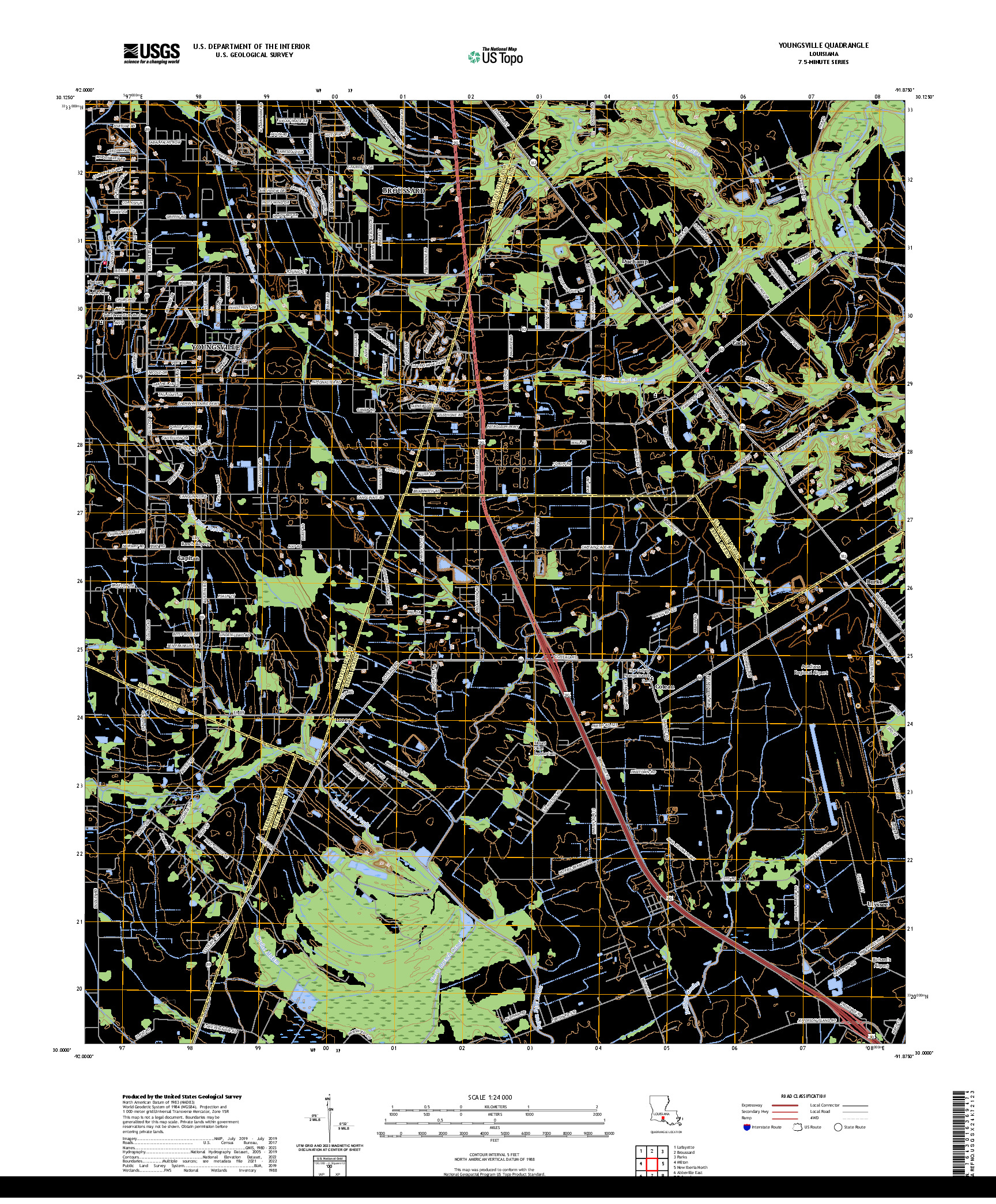 US TOPO 7.5-MINUTE MAP FOR YOUNGSVILLE, LA