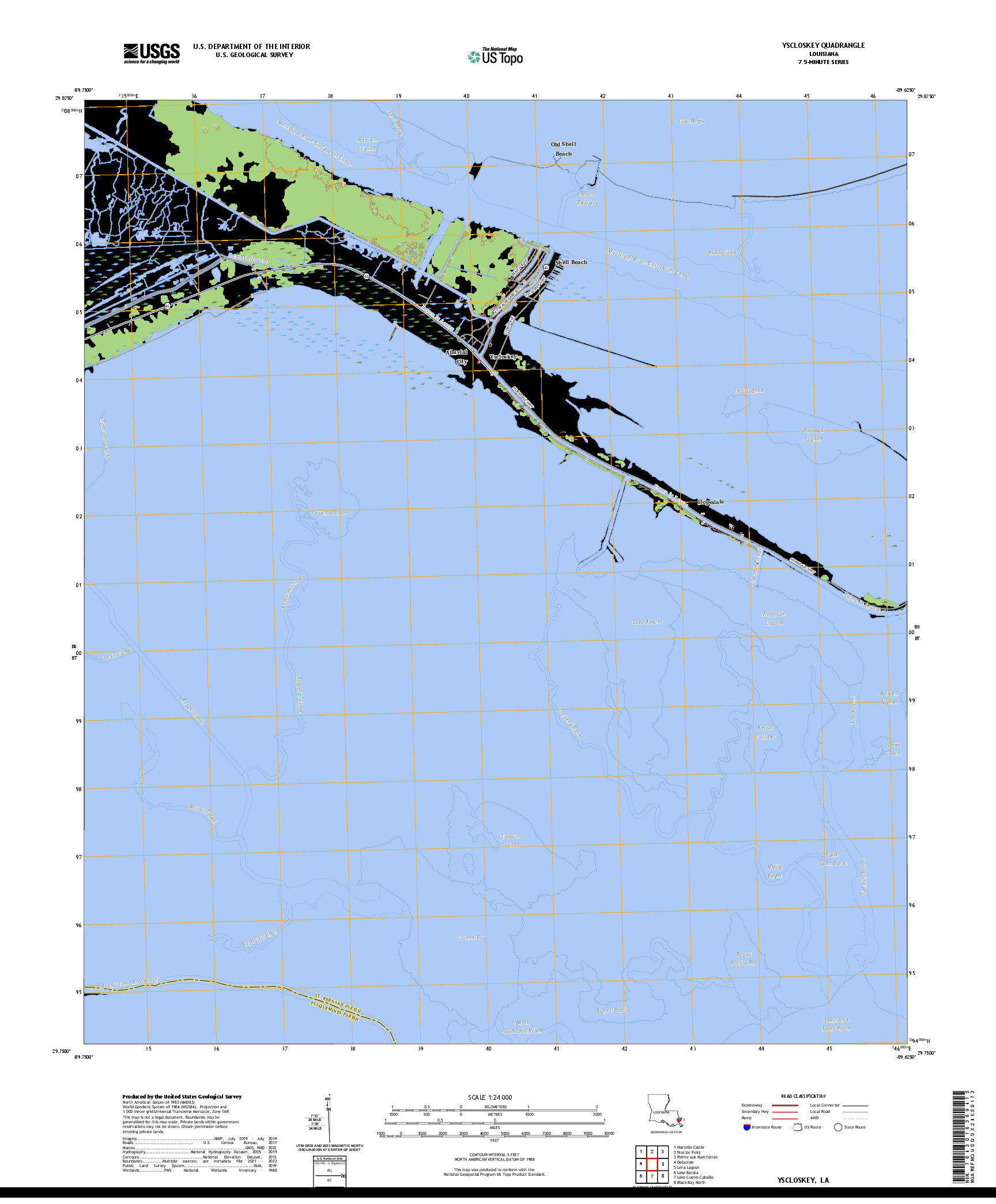 US TOPO 7.5-MINUTE MAP FOR YSCLOSKEY, LA