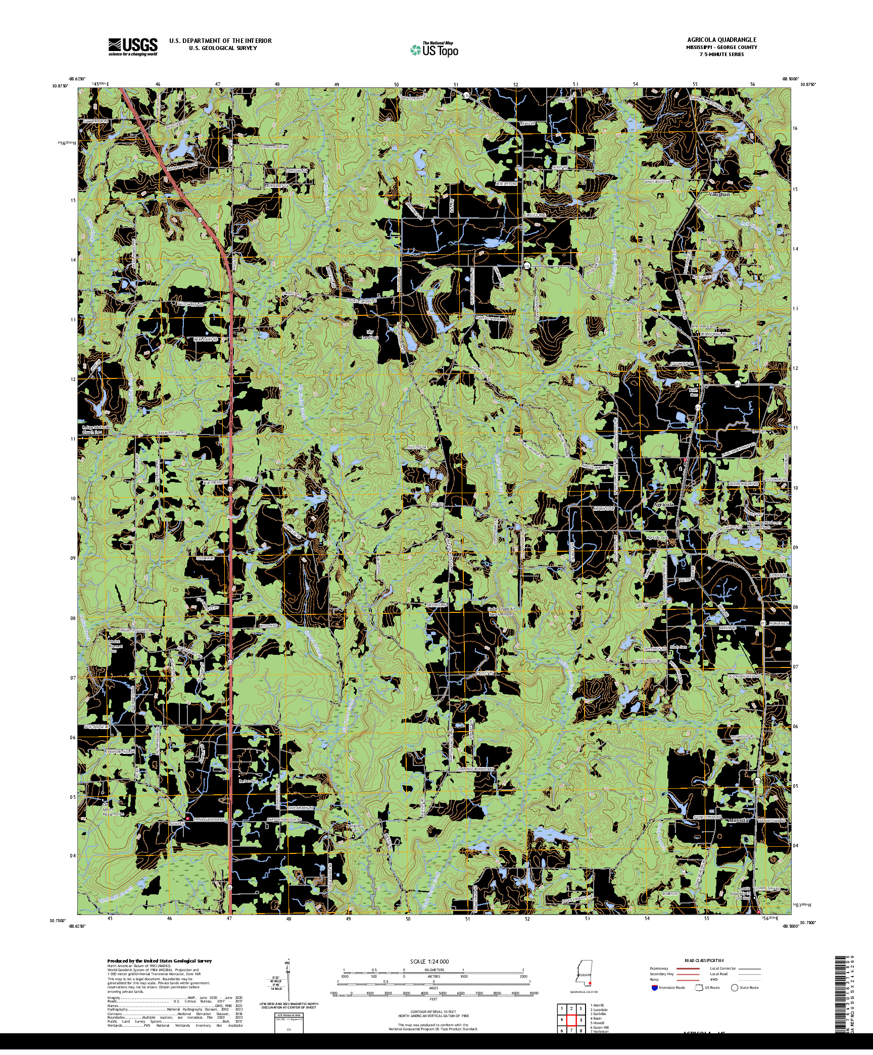 US TOPO 7.5-MINUTE MAP FOR AGRICOLA, MS