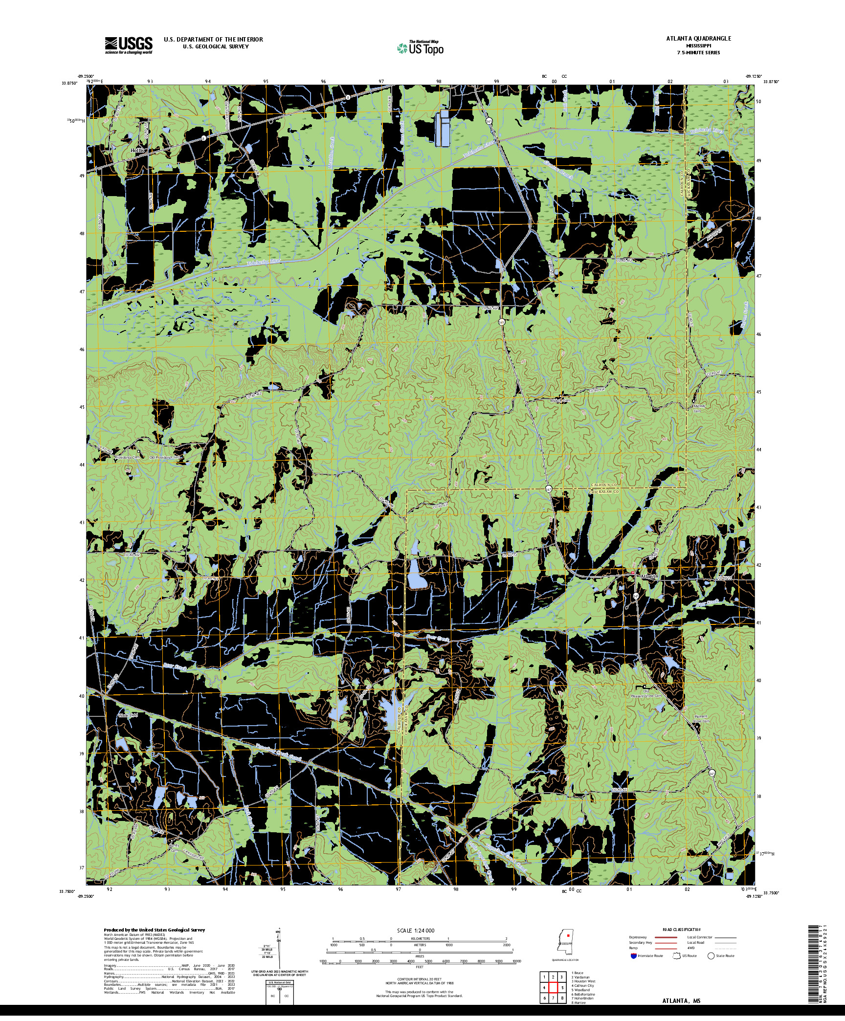 US TOPO 7.5-MINUTE MAP FOR ATLANTA, MS