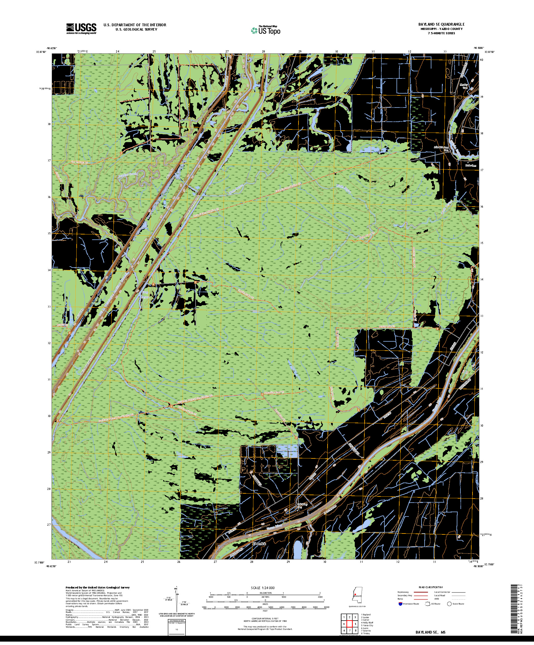 US TOPO 7.5-MINUTE MAP FOR BAYLAND SE, MS