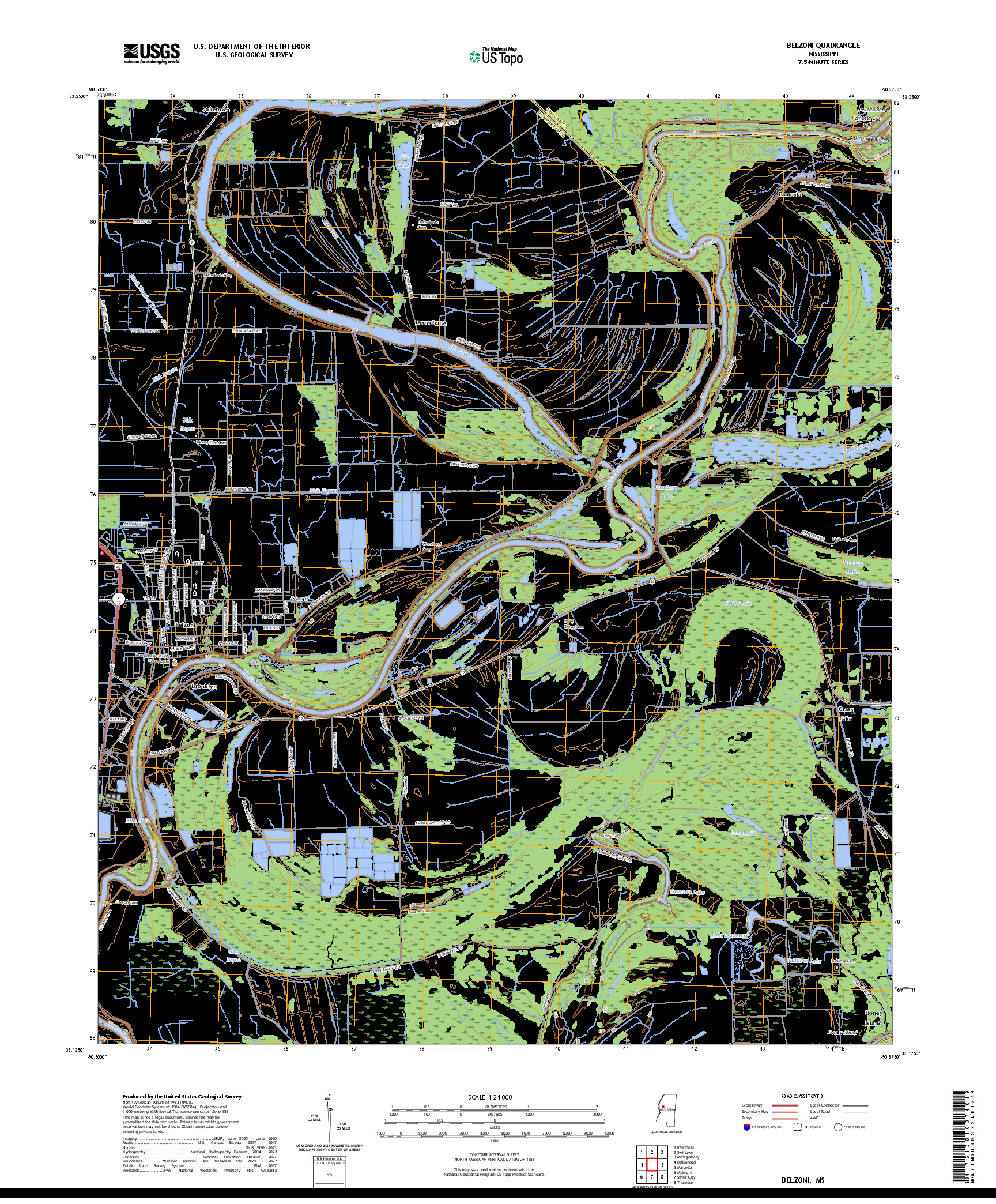 US TOPO 7.5-MINUTE MAP FOR BELZONI, MS