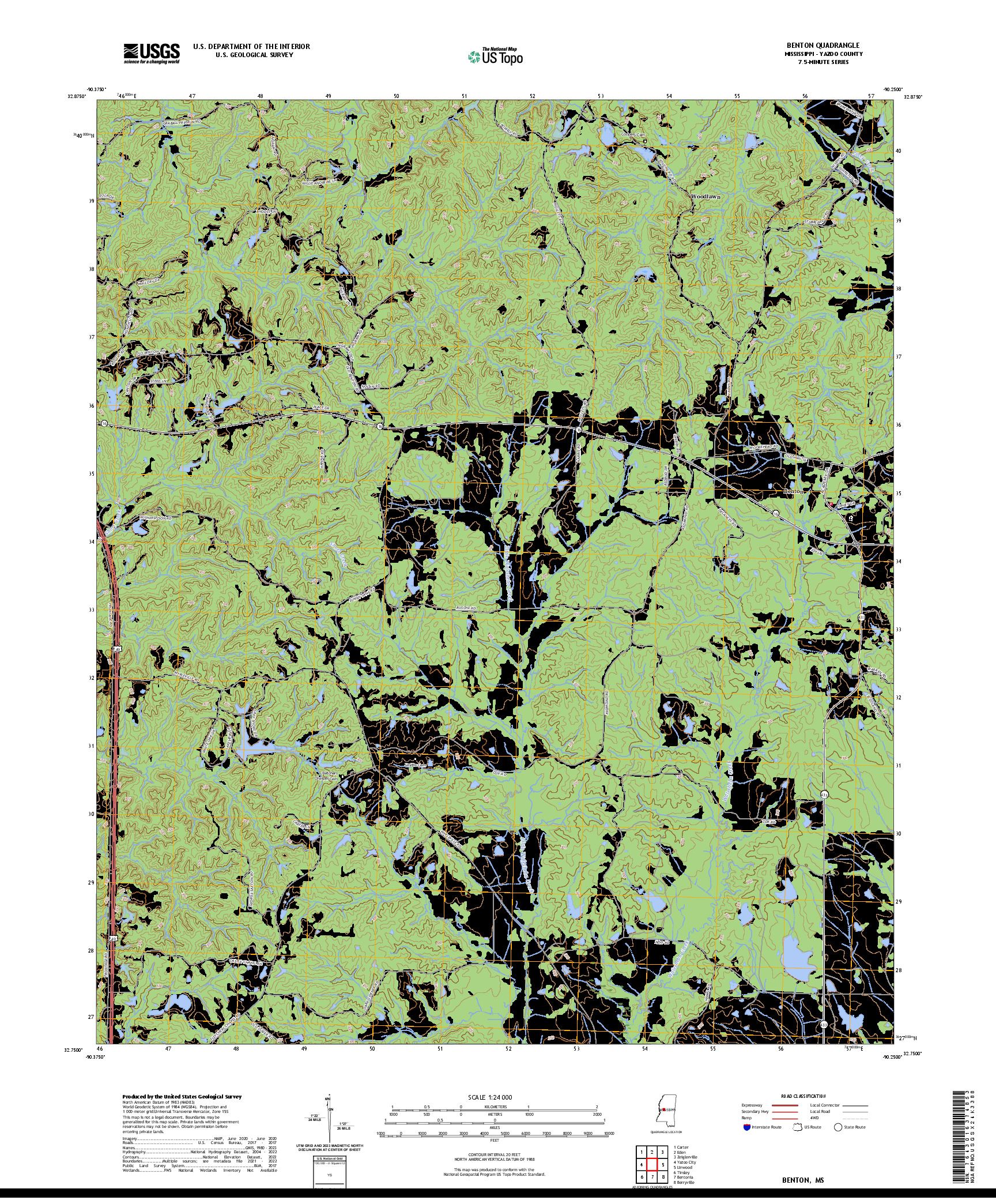 US TOPO 7.5-MINUTE MAP FOR BENTON, MS
