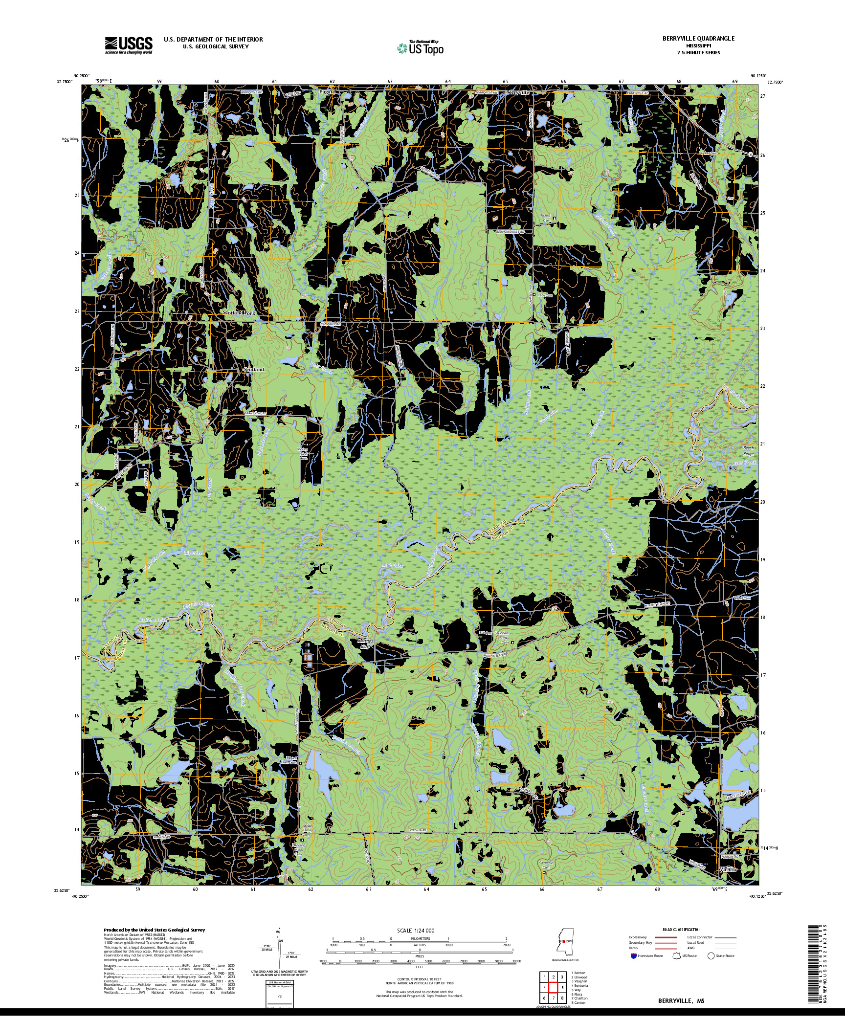 US TOPO 7.5-MINUTE MAP FOR BERRYVILLE, MS