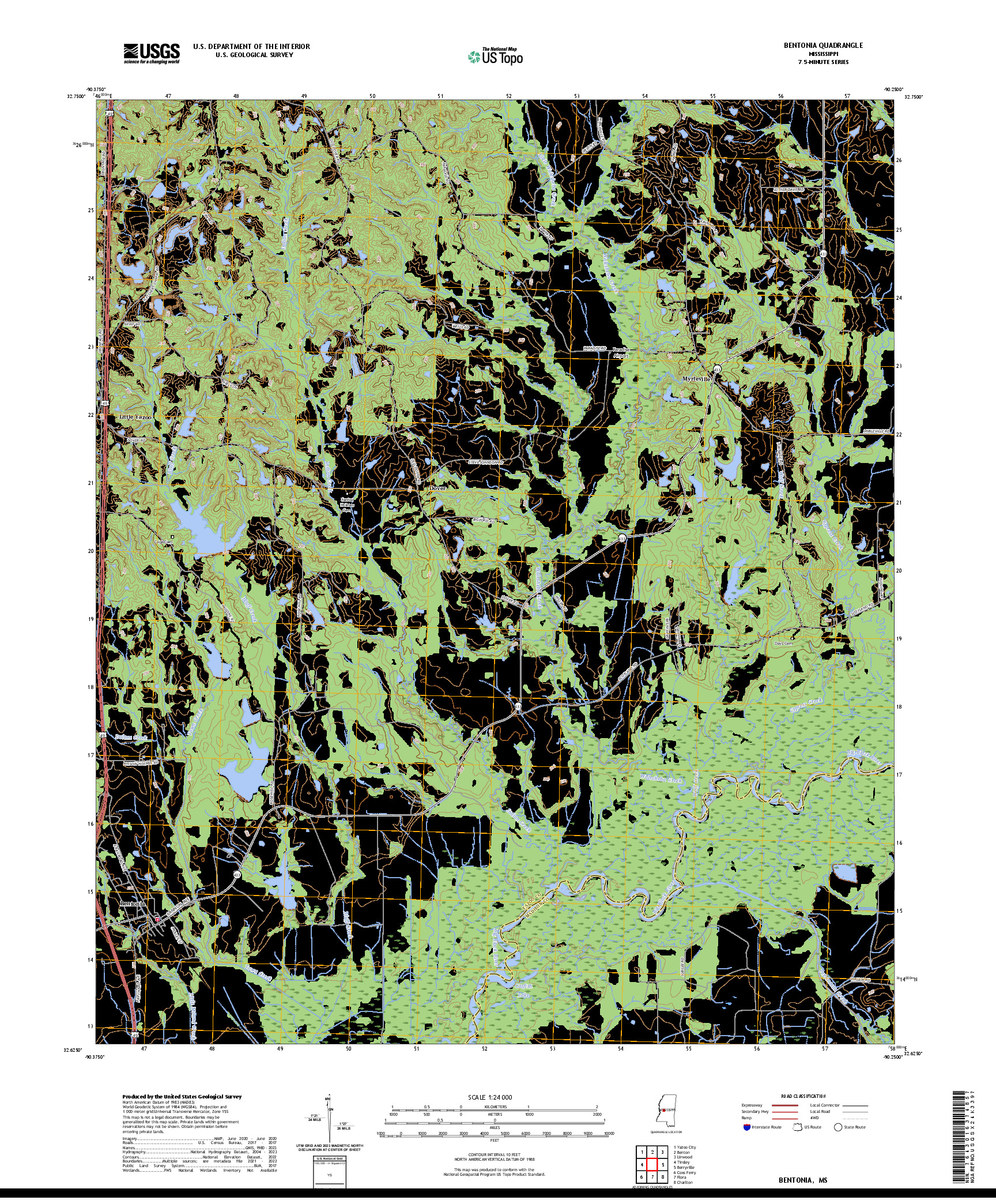 US TOPO 7.5-MINUTE MAP FOR BENTONIA, MS