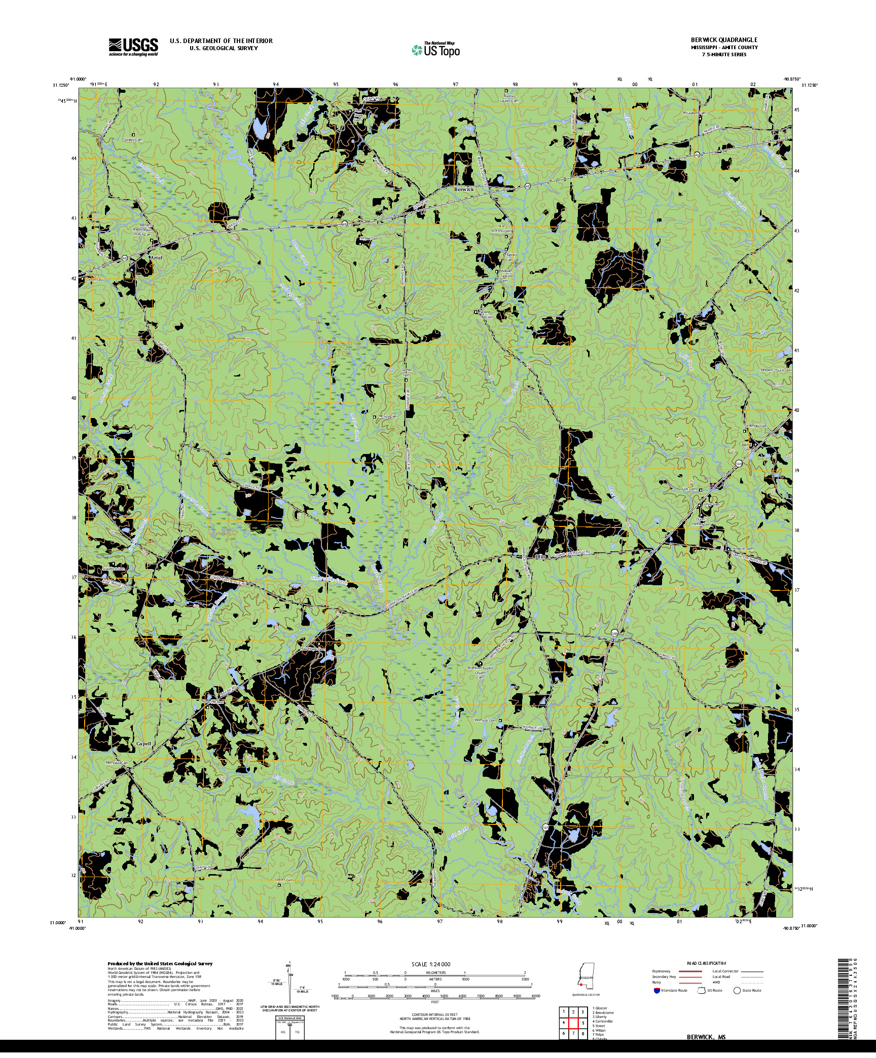 US TOPO 7.5-MINUTE MAP FOR BERWICK, MS