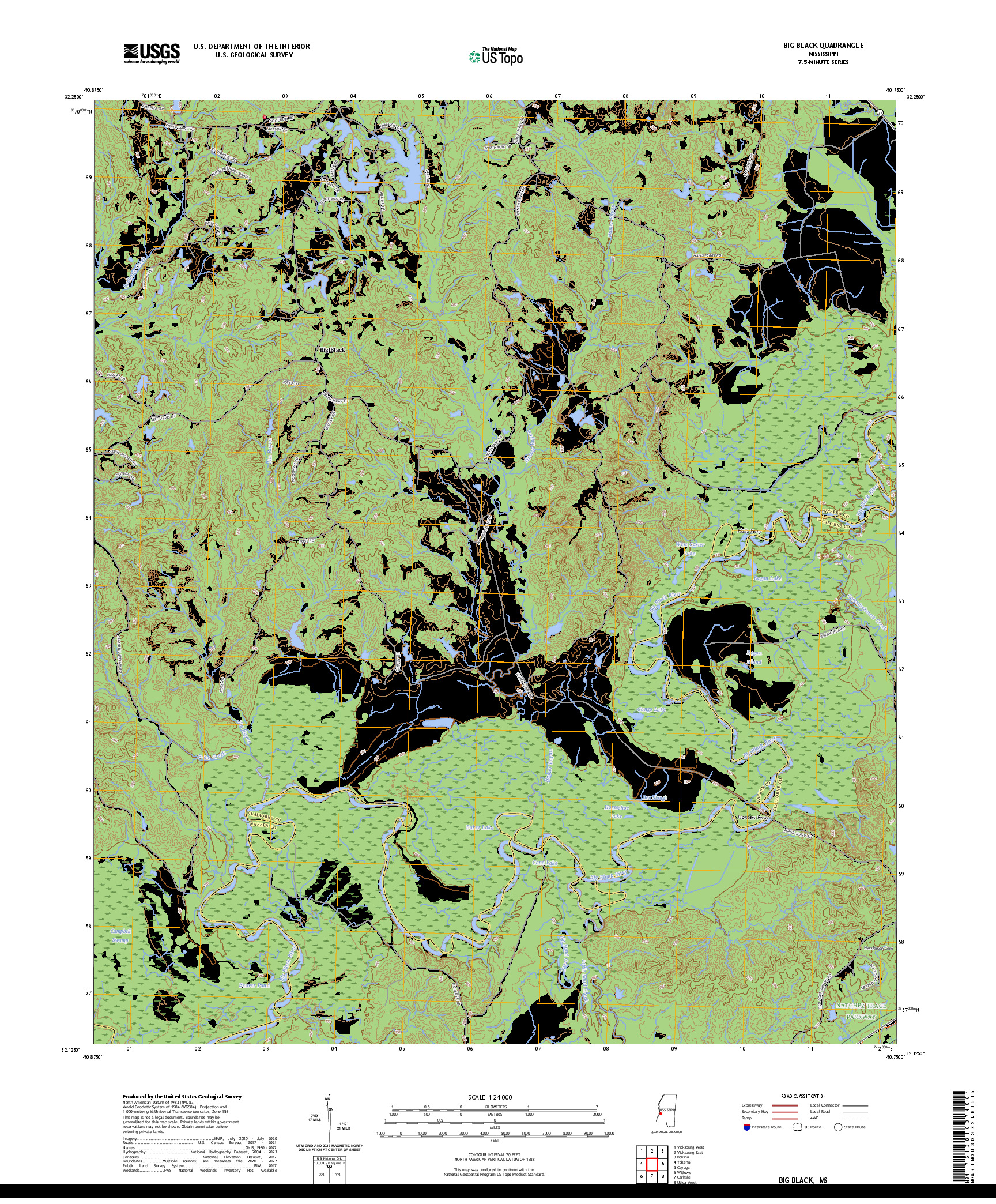 US TOPO 7.5-MINUTE MAP FOR BIG BLACK, MS