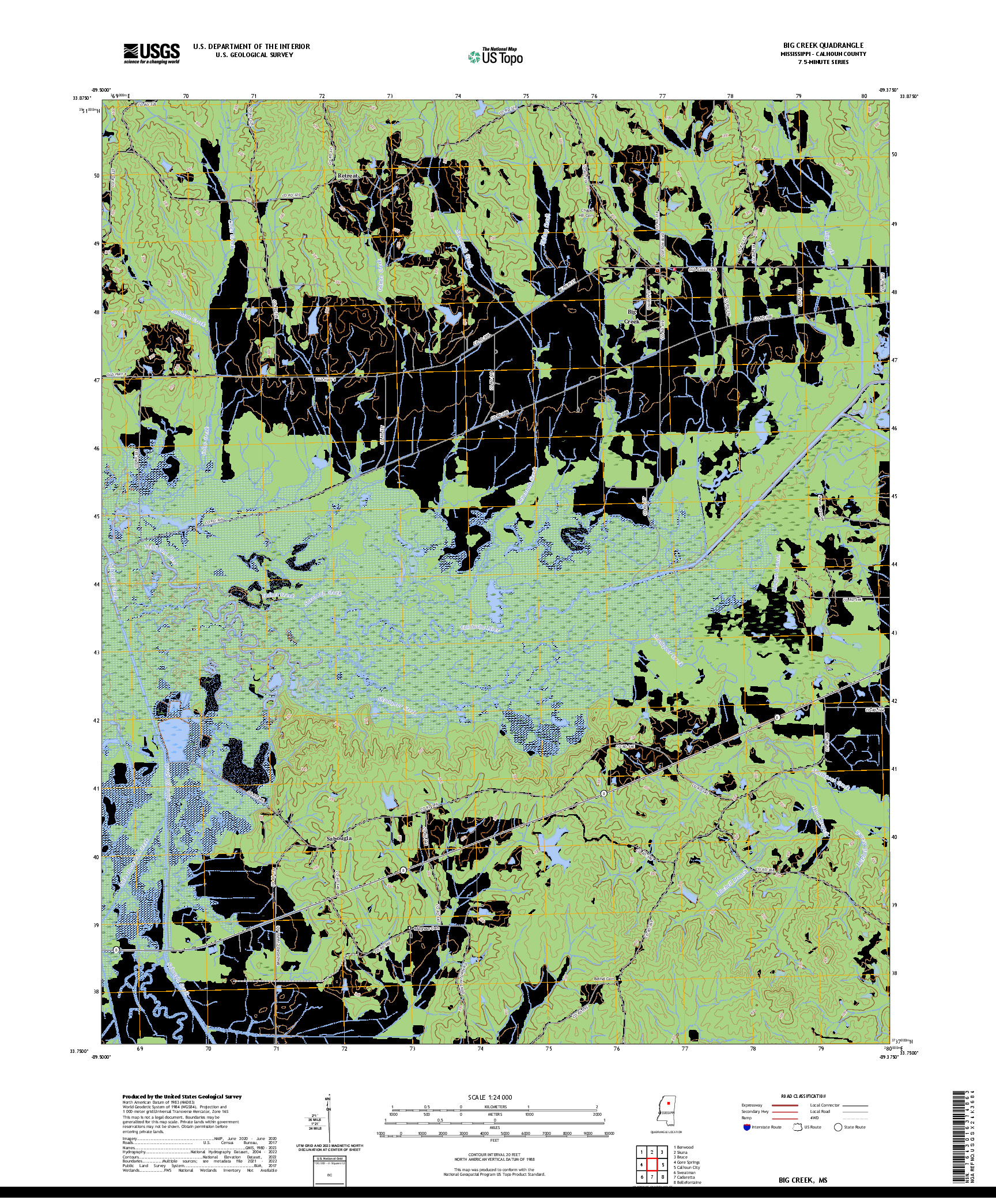 US TOPO 7.5-MINUTE MAP FOR BIG CREEK, MS