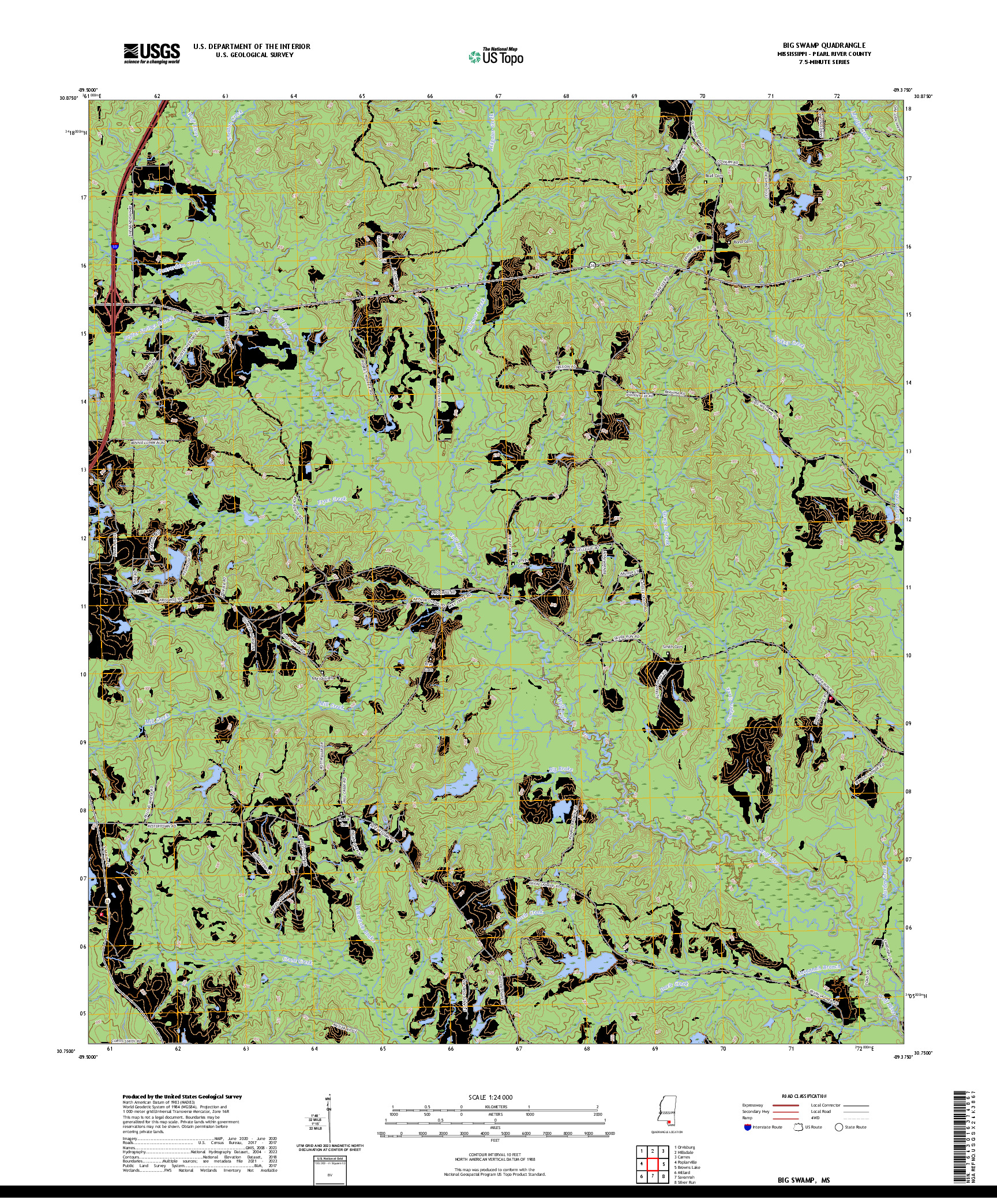 US TOPO 7.5-MINUTE MAP FOR BIG SWAMP, MS