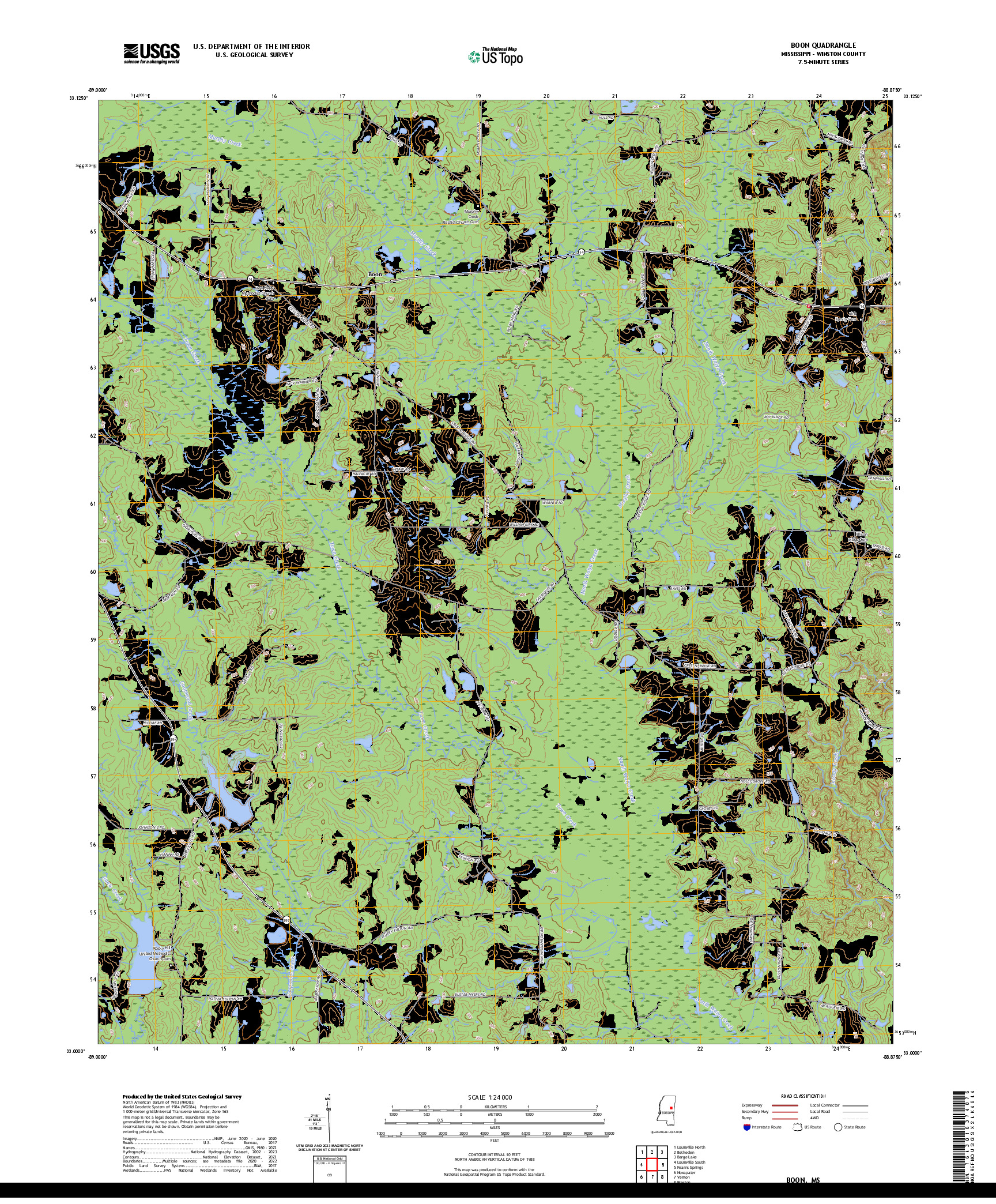 US TOPO 7.5-MINUTE MAP FOR BOON, MS