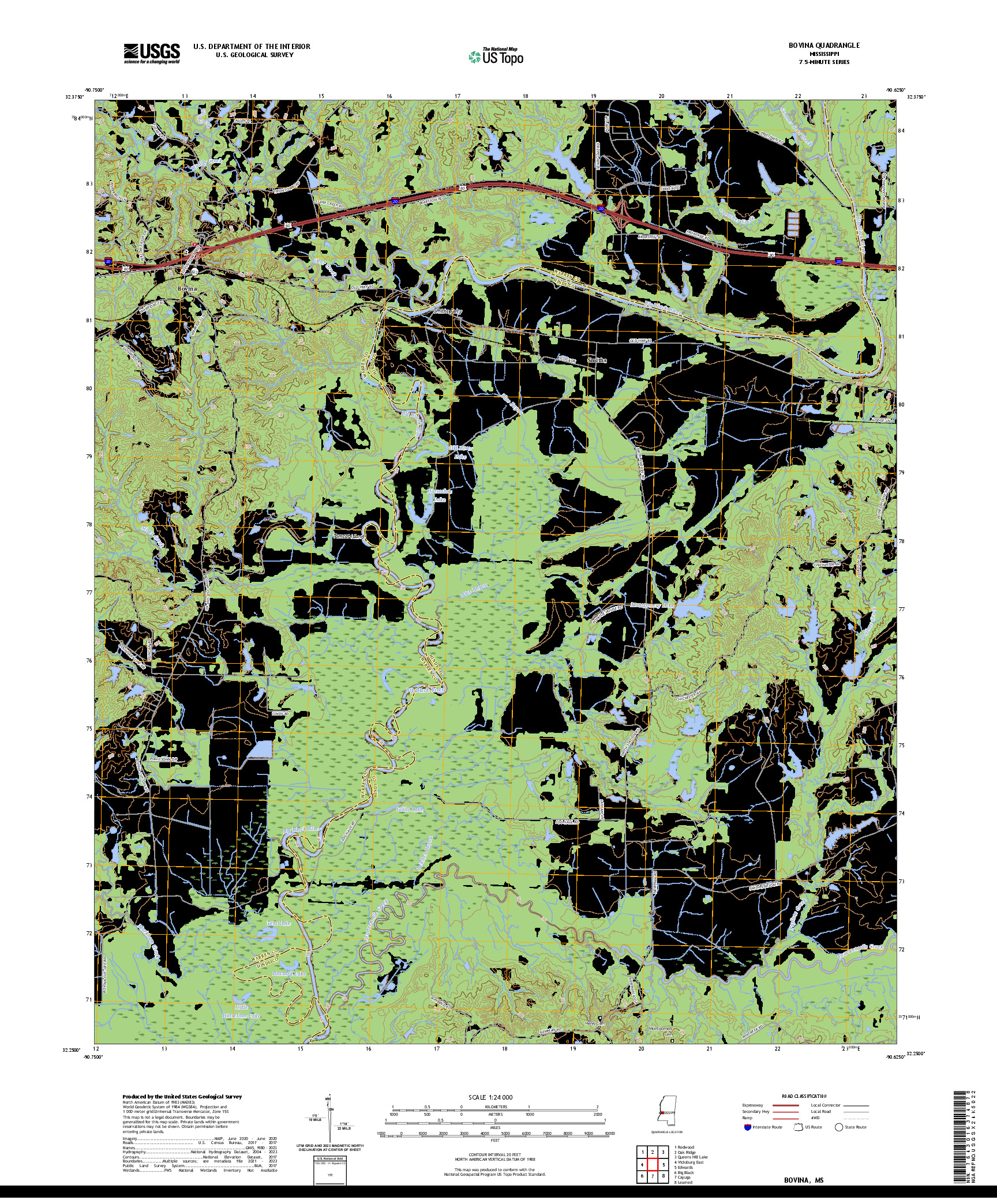 US TOPO 7.5-MINUTE MAP FOR BOVINA, MS