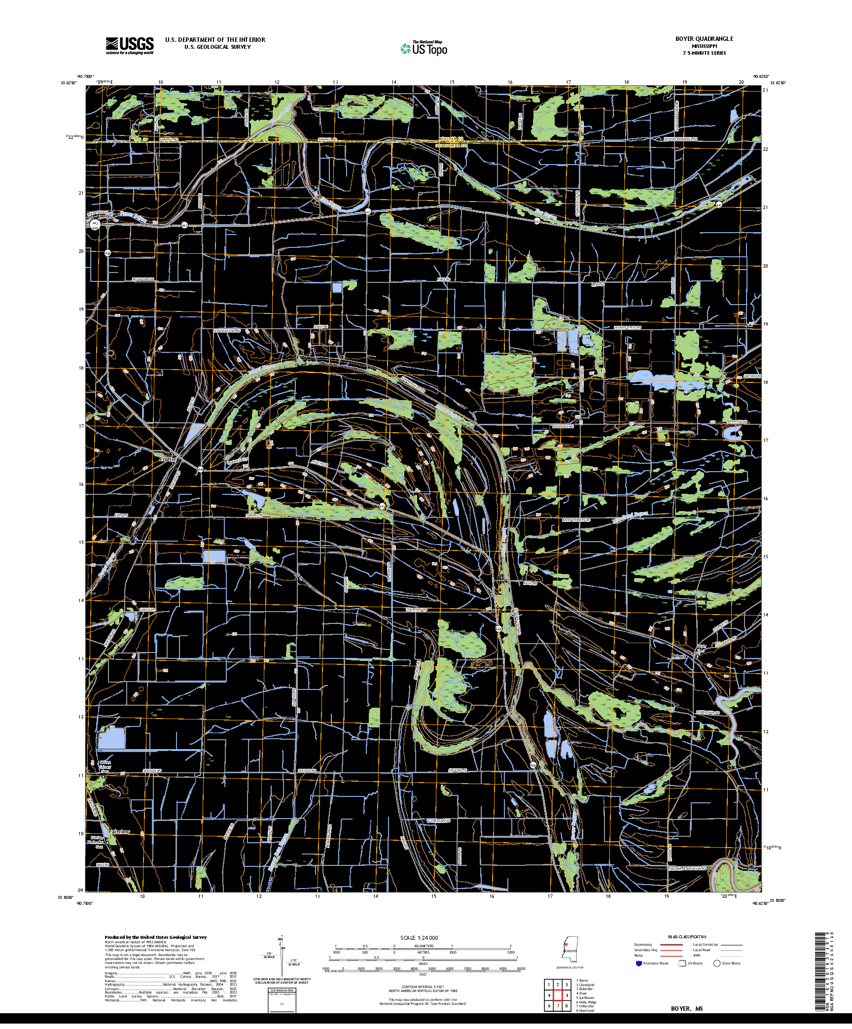 US TOPO 7.5-MINUTE MAP FOR BOYER, MS