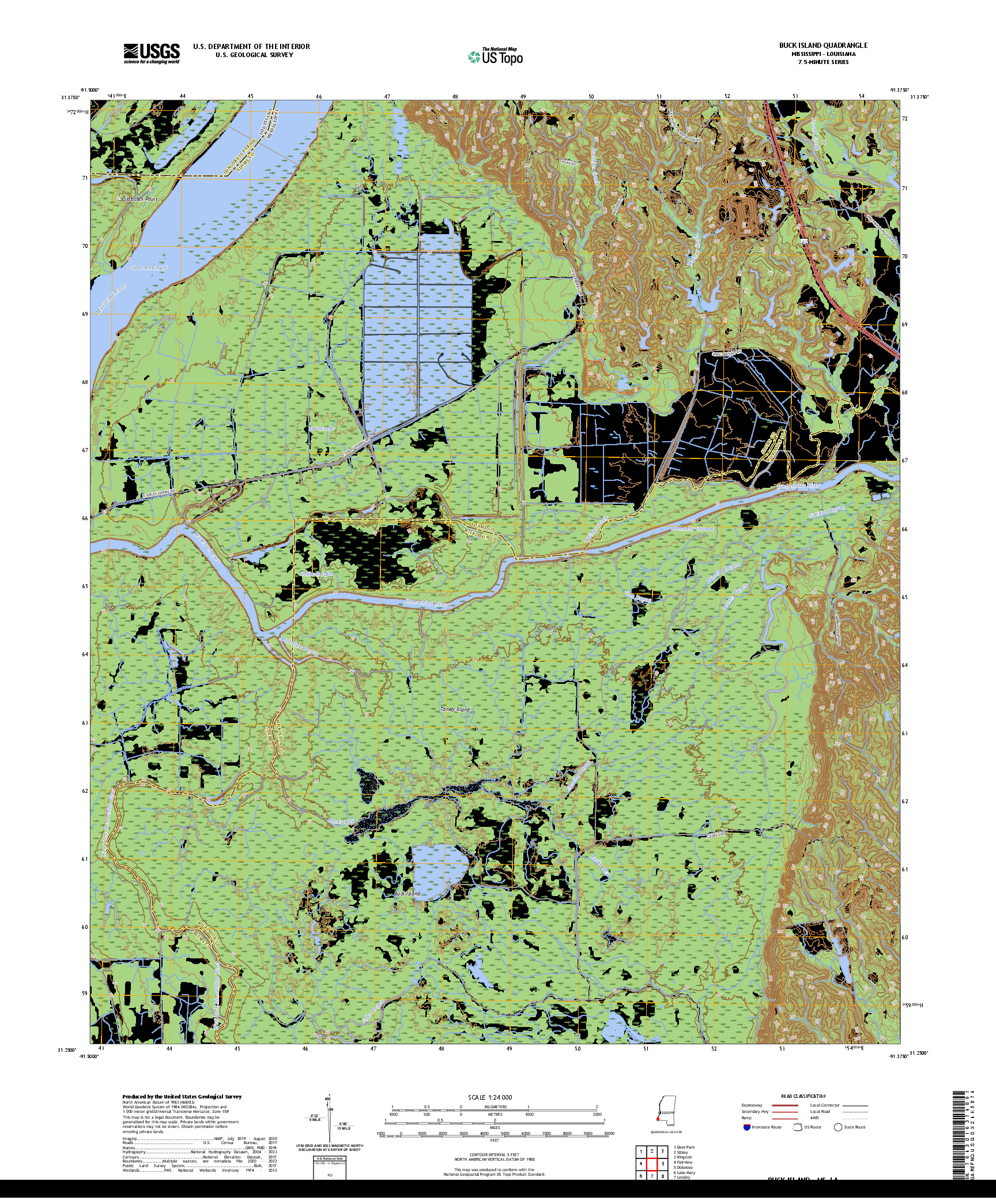 US TOPO 7.5-MINUTE MAP FOR BUCK ISLAND, MS,LA