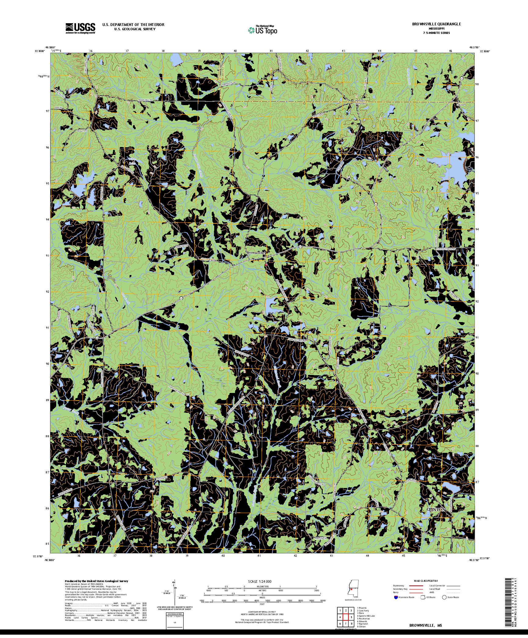 US TOPO 7.5-MINUTE MAP FOR BROWNSVILLE, MS