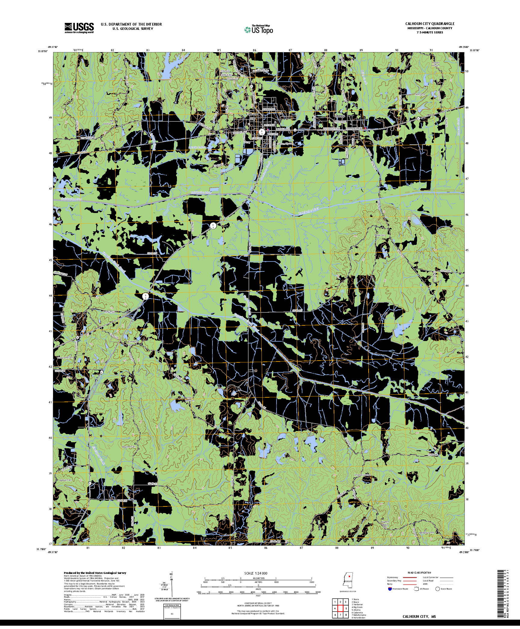 US TOPO 7.5-MINUTE MAP FOR CALHOUN CITY, MS