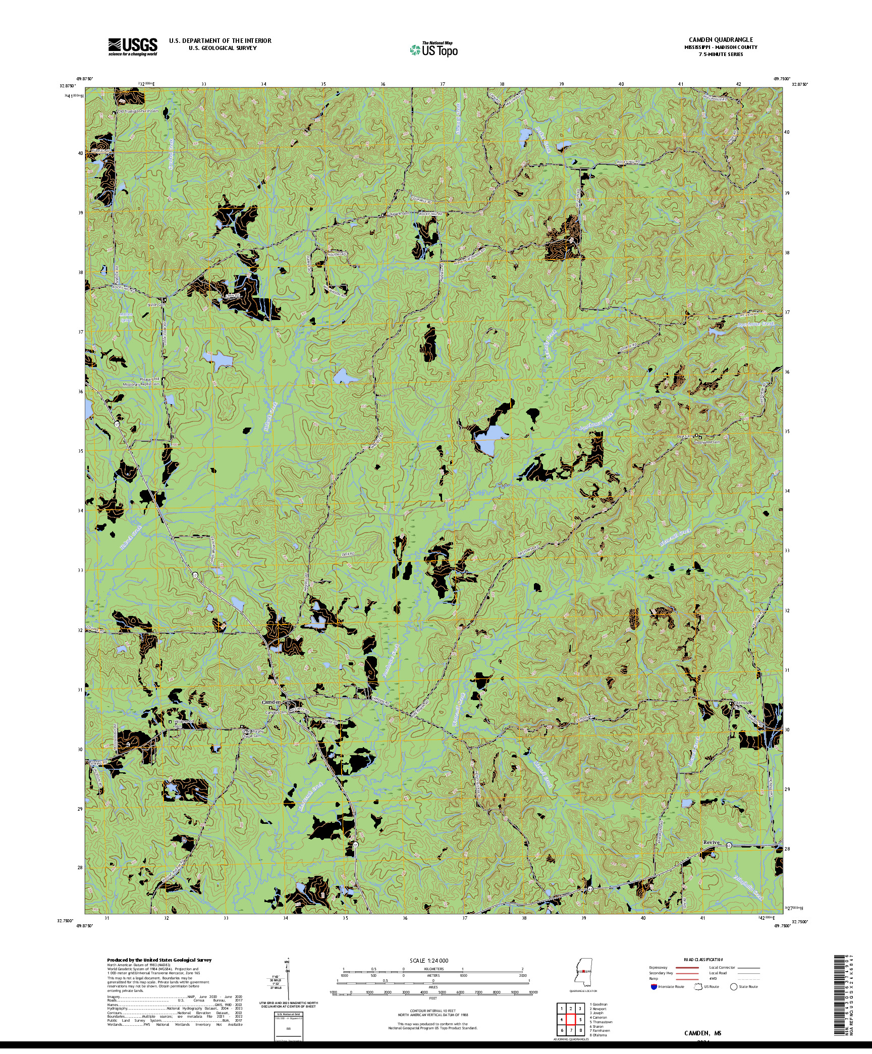 US TOPO 7.5-MINUTE MAP FOR CAMDEN, MS