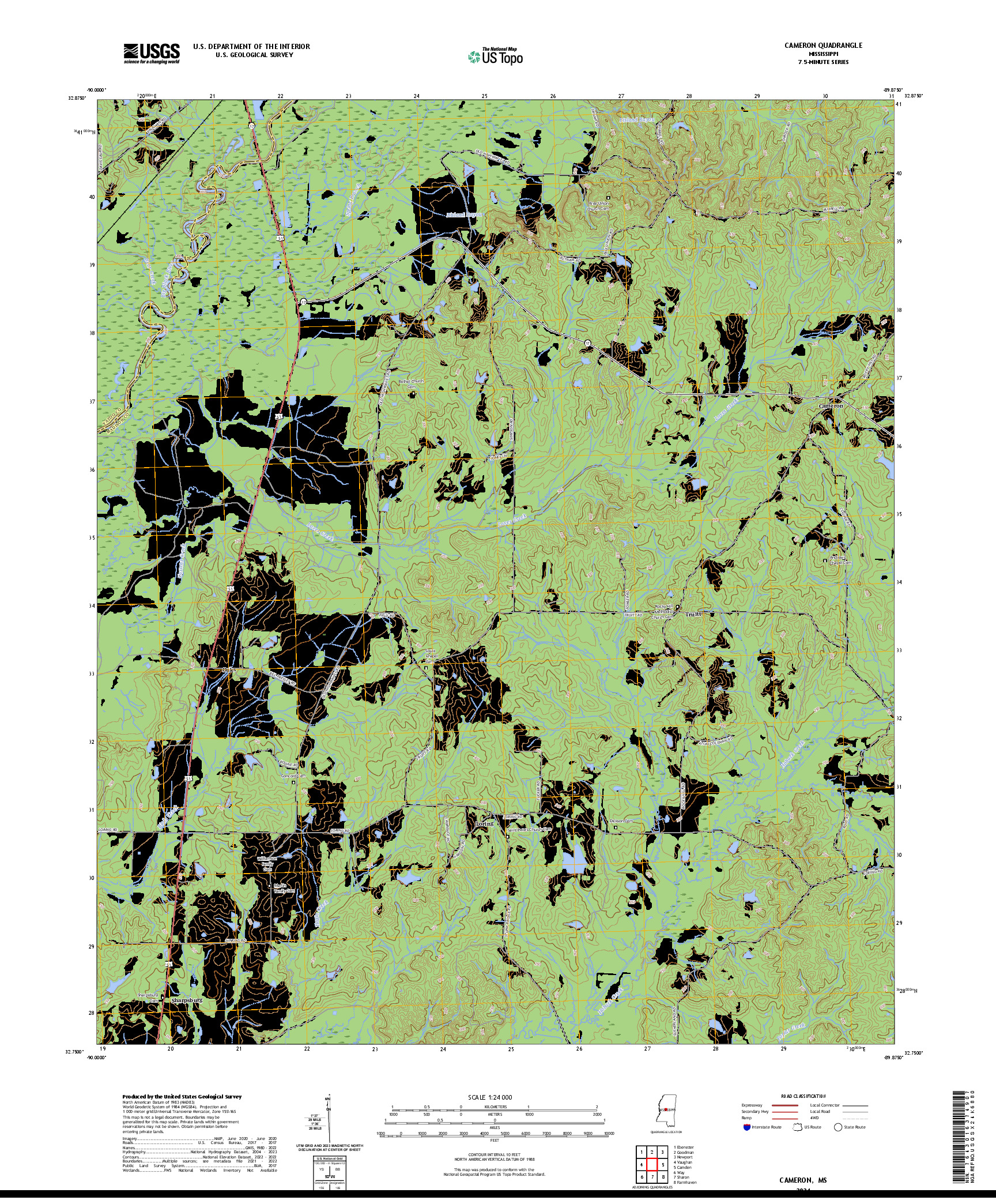 US TOPO 7.5-MINUTE MAP FOR CAMERON, MS