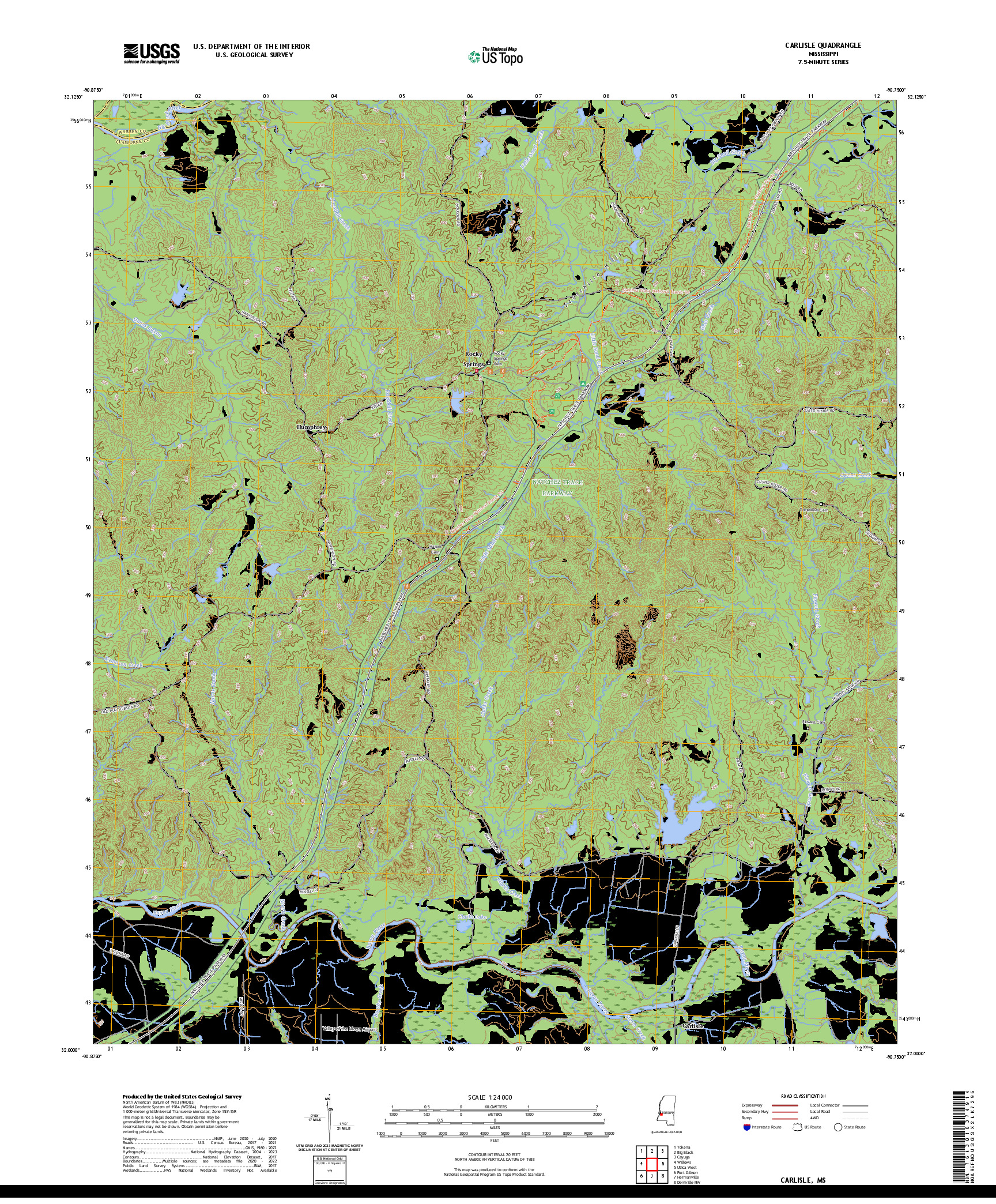 US TOPO 7.5-MINUTE MAP FOR CARLISLE, MS