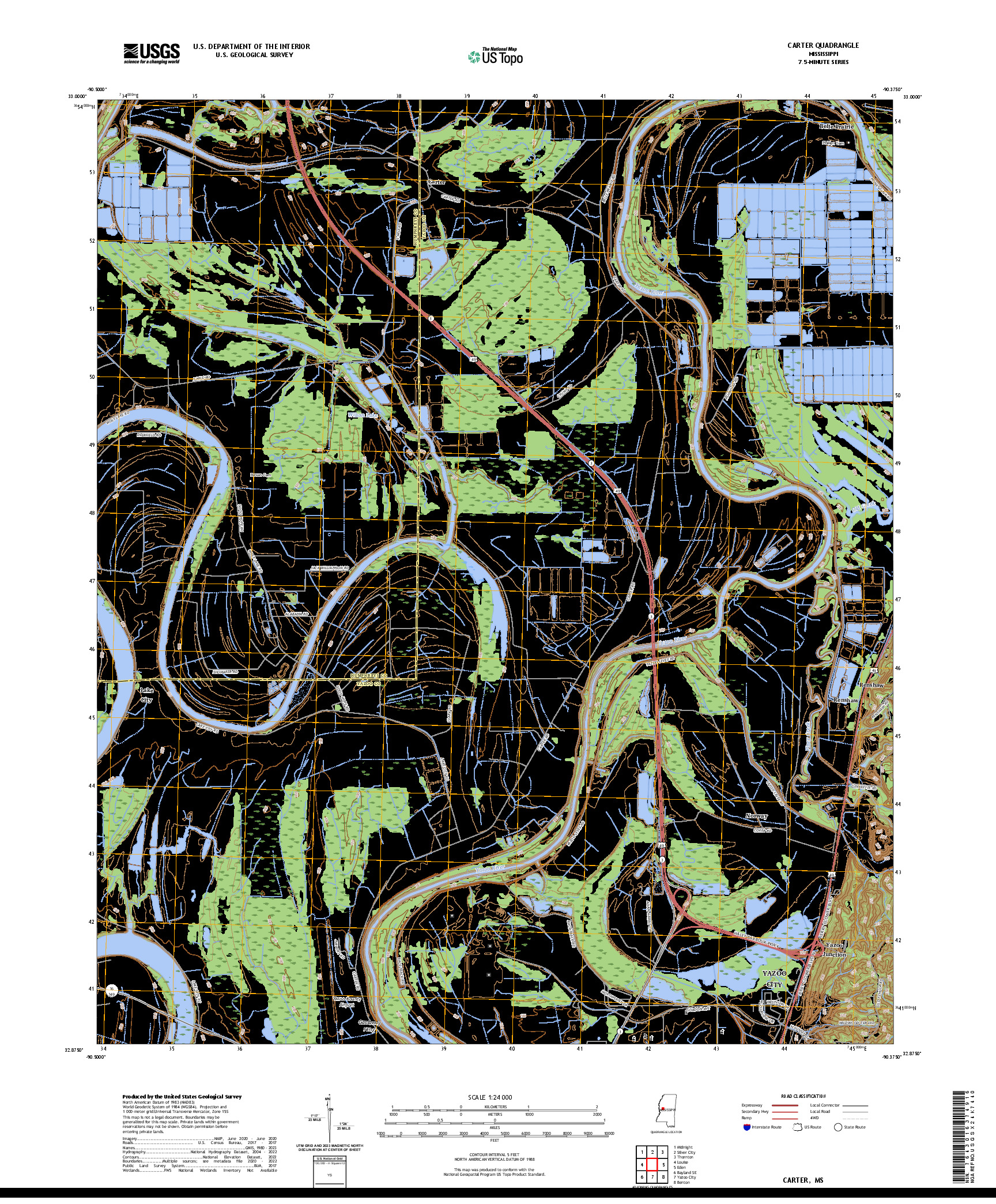 US TOPO 7.5-MINUTE MAP FOR CARTER, MS