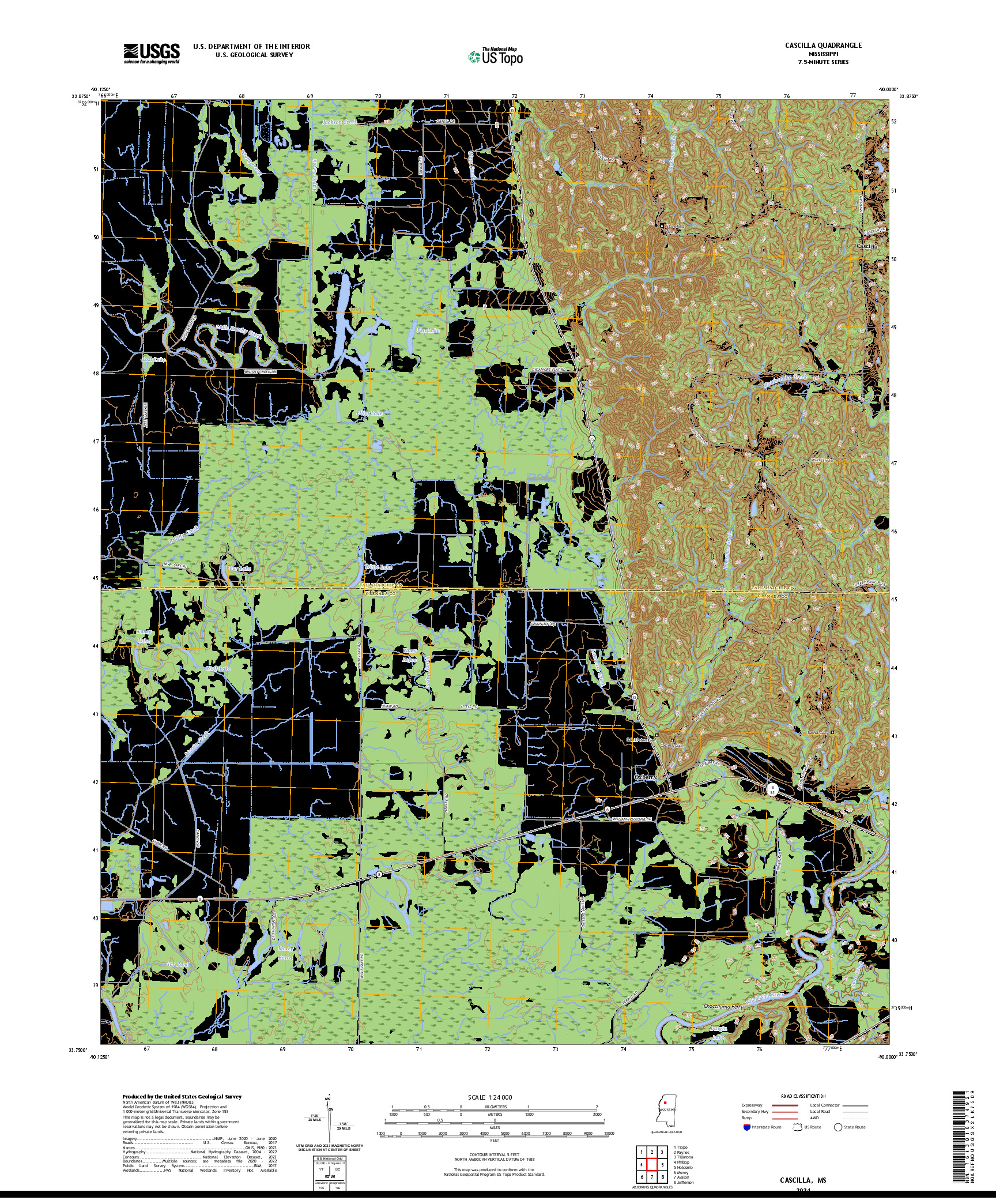 US TOPO 7.5-MINUTE MAP FOR CASCILLA, MS