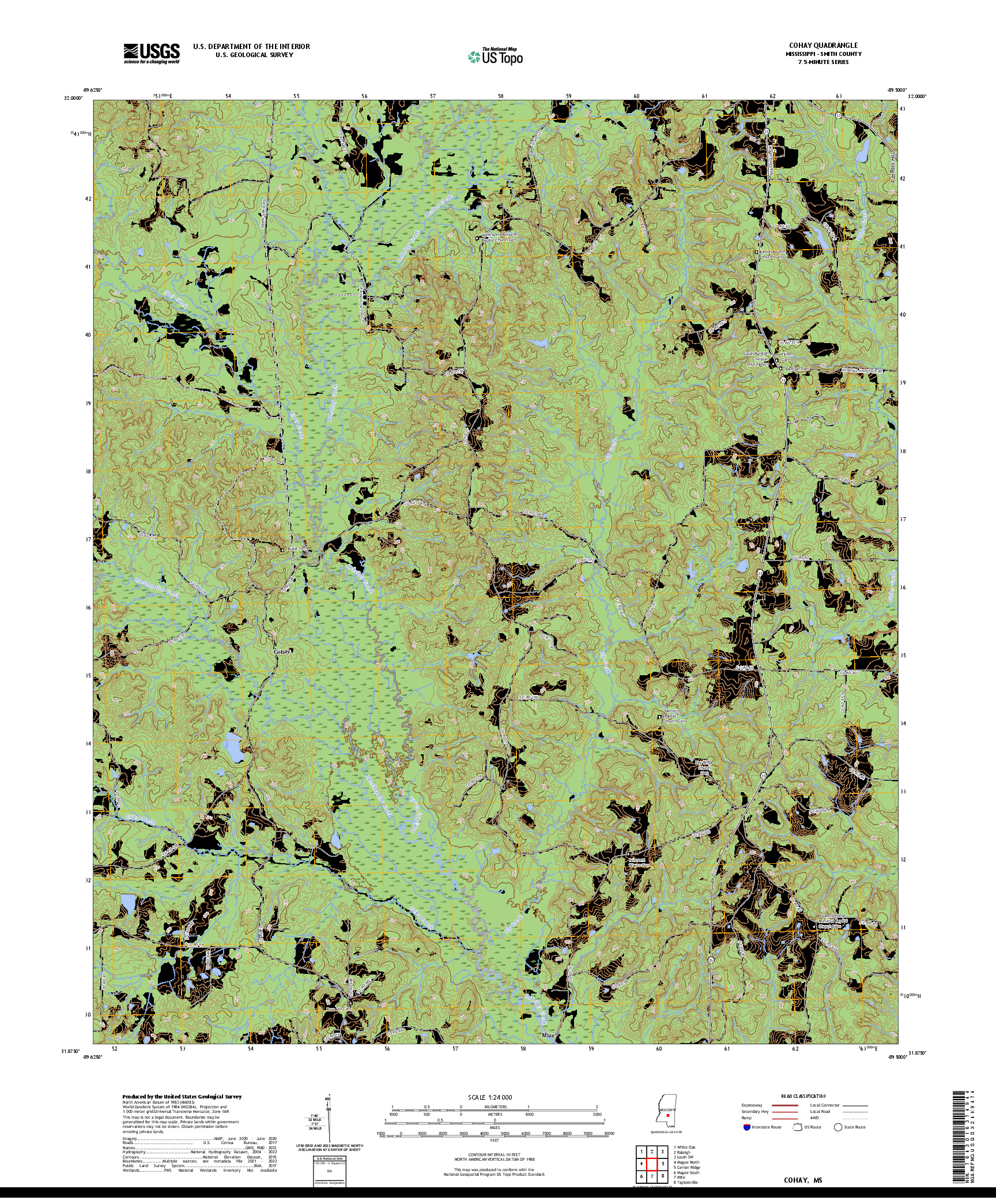 US TOPO 7.5-MINUTE MAP FOR COHAY, MS