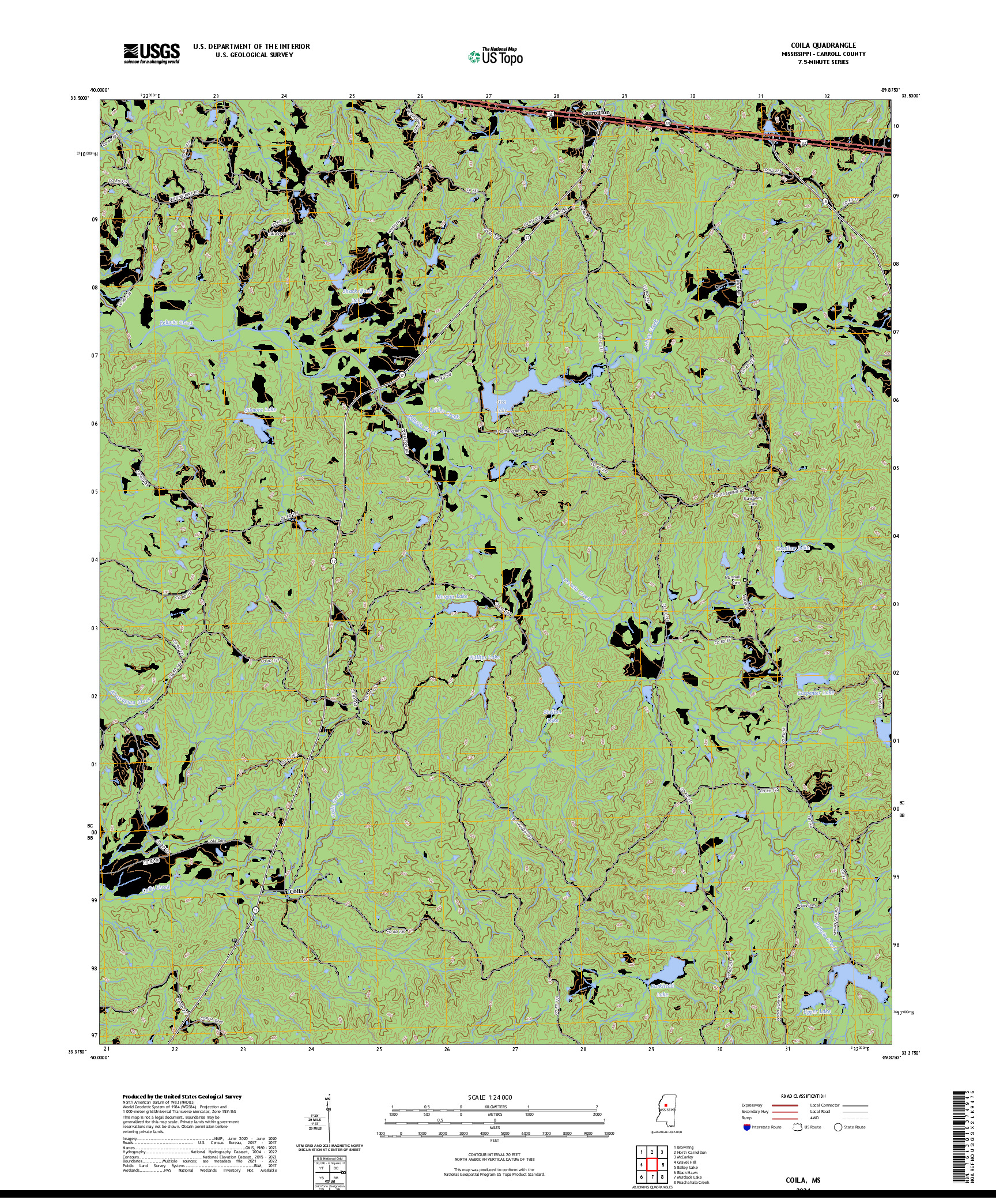 US TOPO 7.5-MINUTE MAP FOR COILA, MS